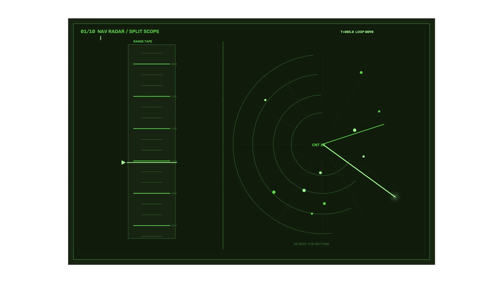 Green radar scope with luminous tracking arcs — radar wallpaper at 3840x2160