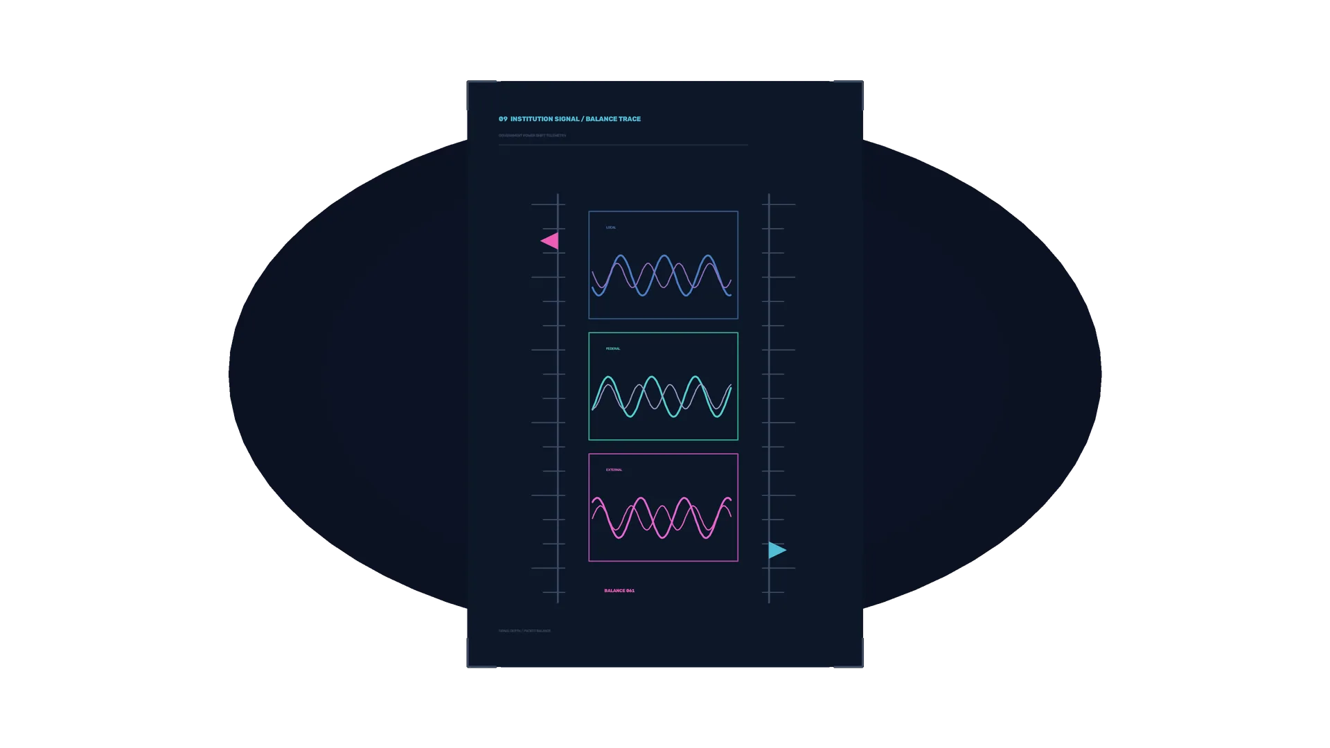 Neon waveform chart on a midnight field — waveform wallpaper at 3840x2160