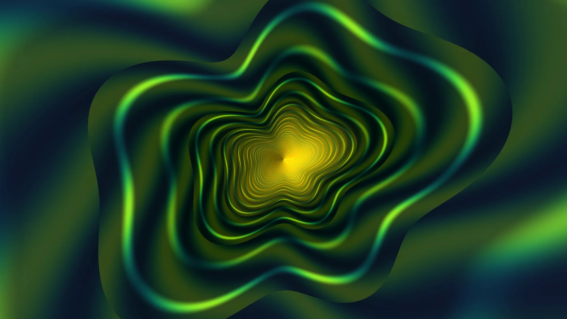 Luminous green spiral in deep blue space — abstract wallpaper at 3840x2160