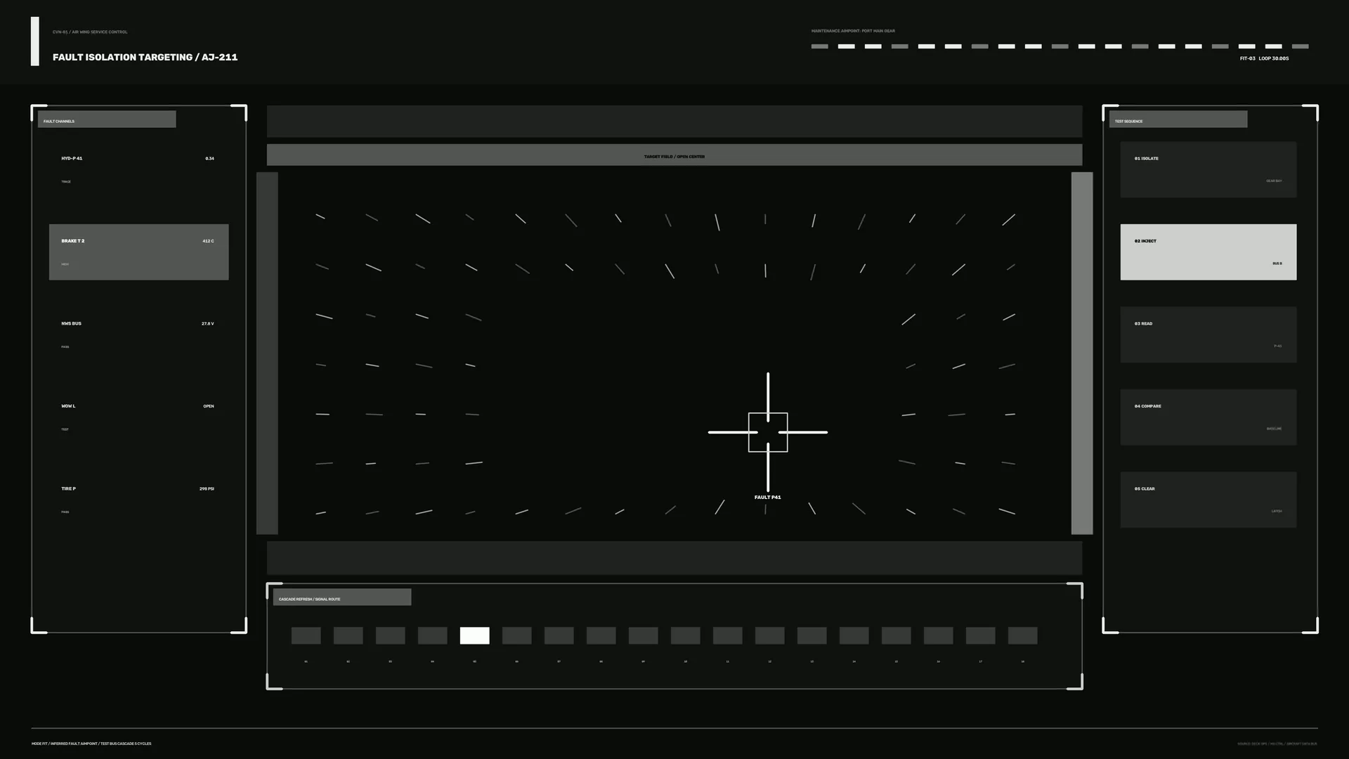 Fault isolation grid with central targeting mark — control interface wallpaper at 3840x2160