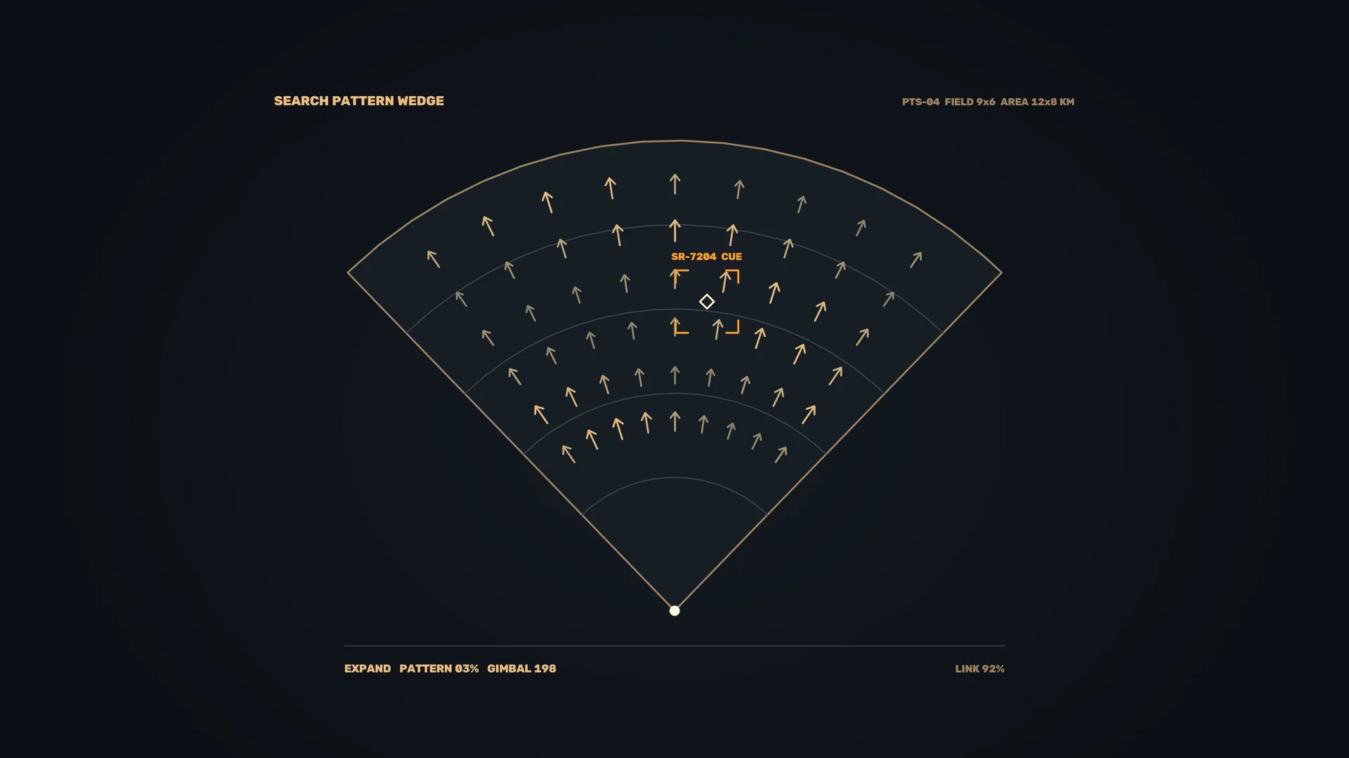 Amber Search Pattern Across a Dark Field — radial diagram wallpaper at 3840x2160