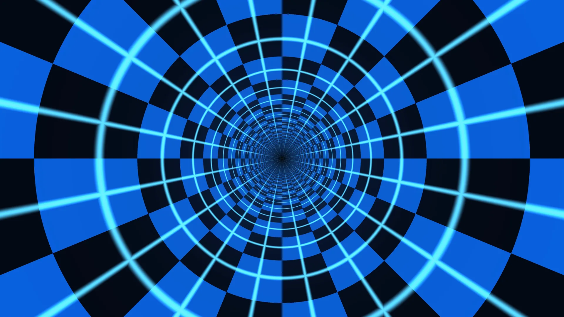 Cobalt tunnel of concentric light and geometry — geometric tunnel wallpaper at 3840x2160