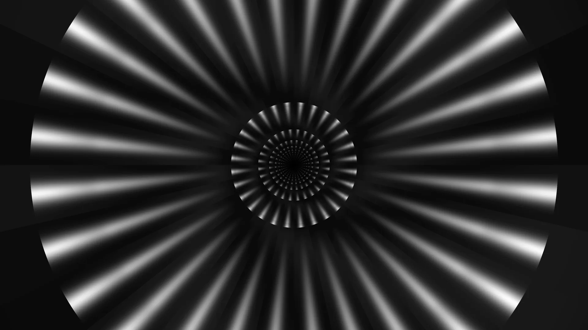 Monochrome radial tunnel of light and shadow — radial tunnel wallpaper at 3840x2160