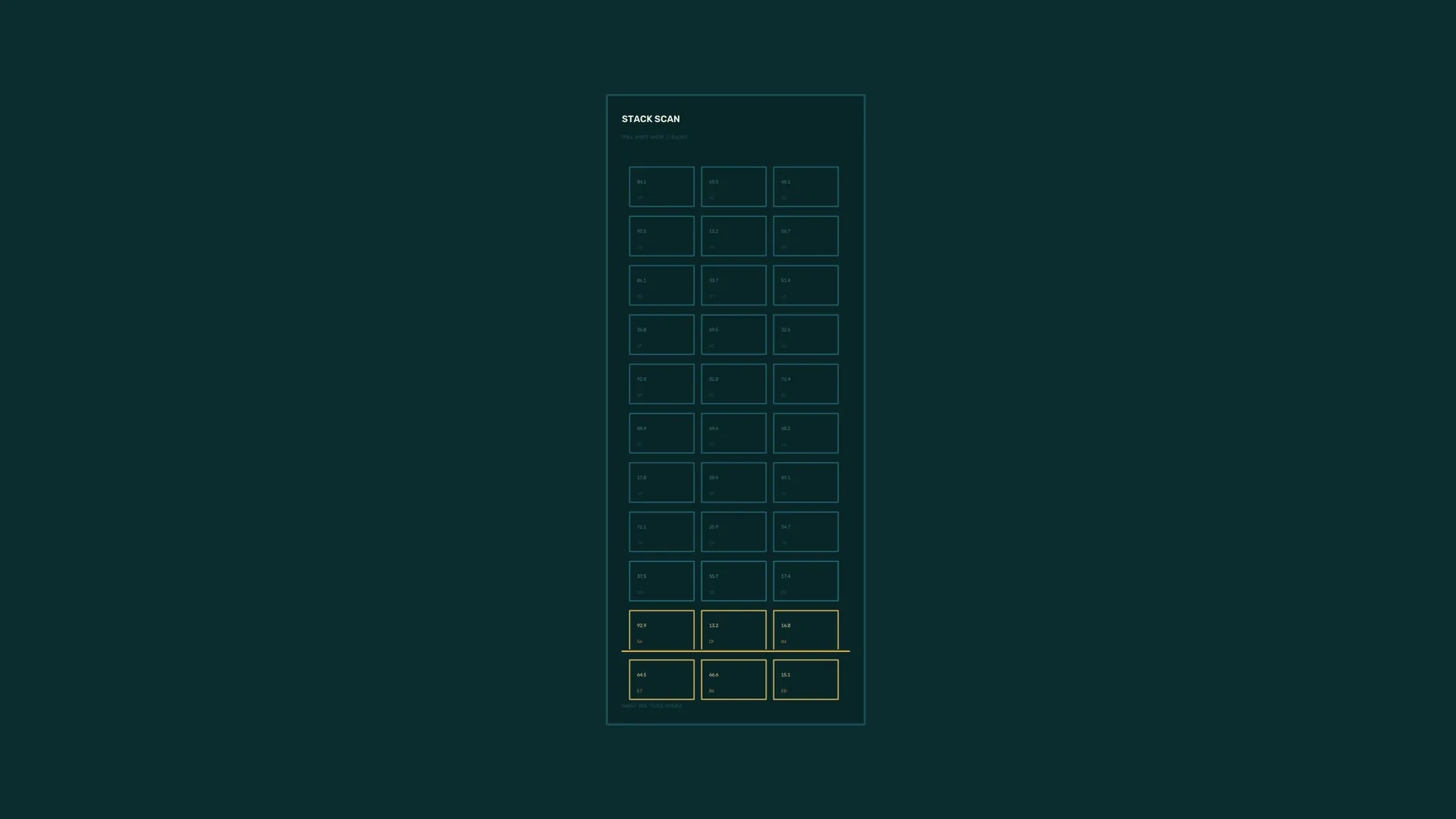 Stack scan grid in teal and amber light — stack scan wallpaper at 3840x2160