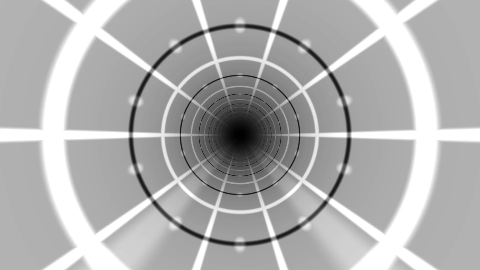 Monochrome radial tunnel of rings and light — concentric rings wallpaper at 3840x2160