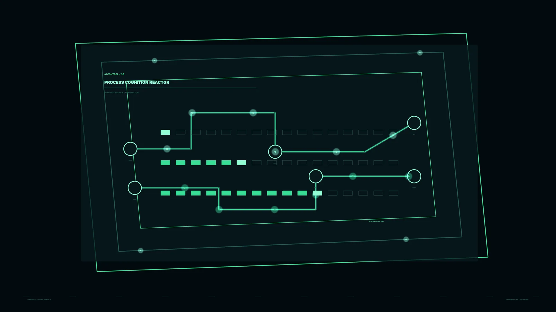 Neon Process Diagram in Deep Green Space — process diagram wallpaper at 3840x2160