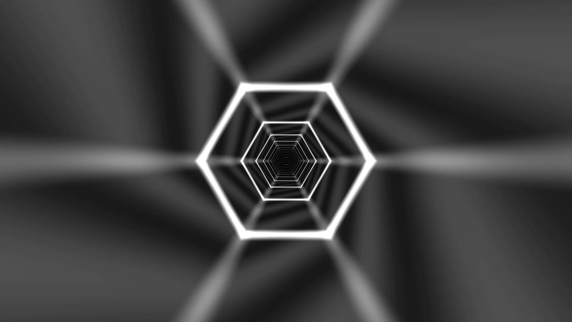White hexagonal tunnel in monochrome light — hexagon wallpaper at 3840x2160