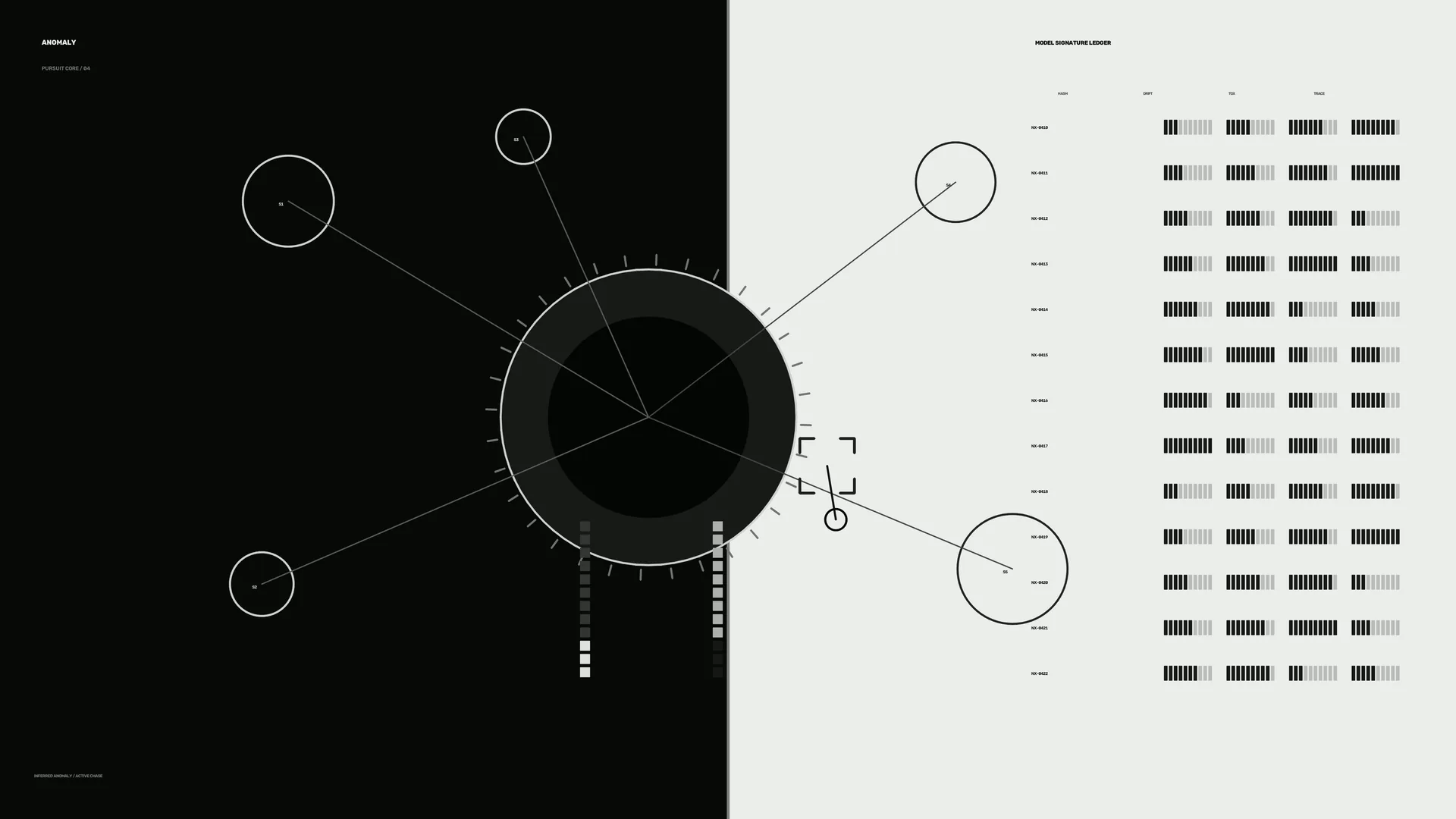Monochrome orbital diagram with radial geometry — orbital diagram wallpaper at 3840x2160