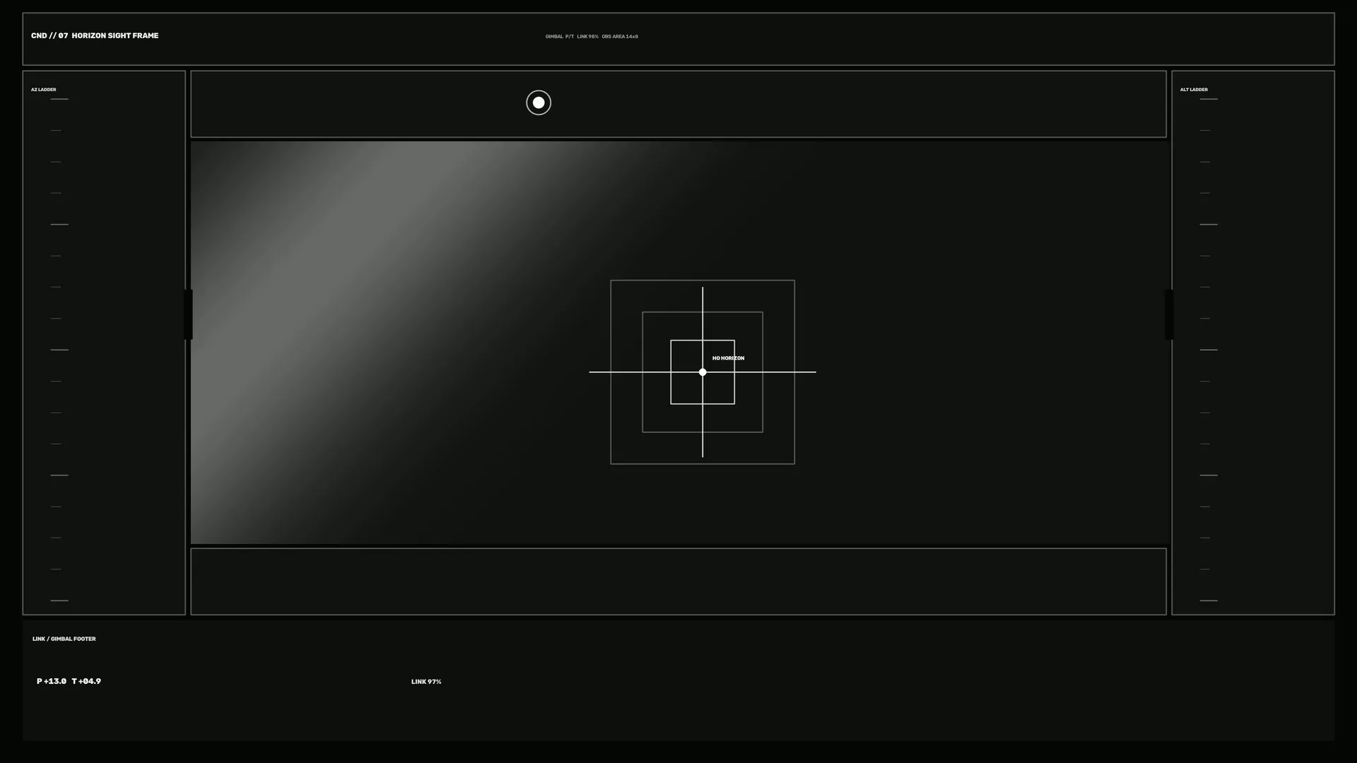Monochrome horizon sight interface with targeting grid — horizon wallpaper at 3840x2160