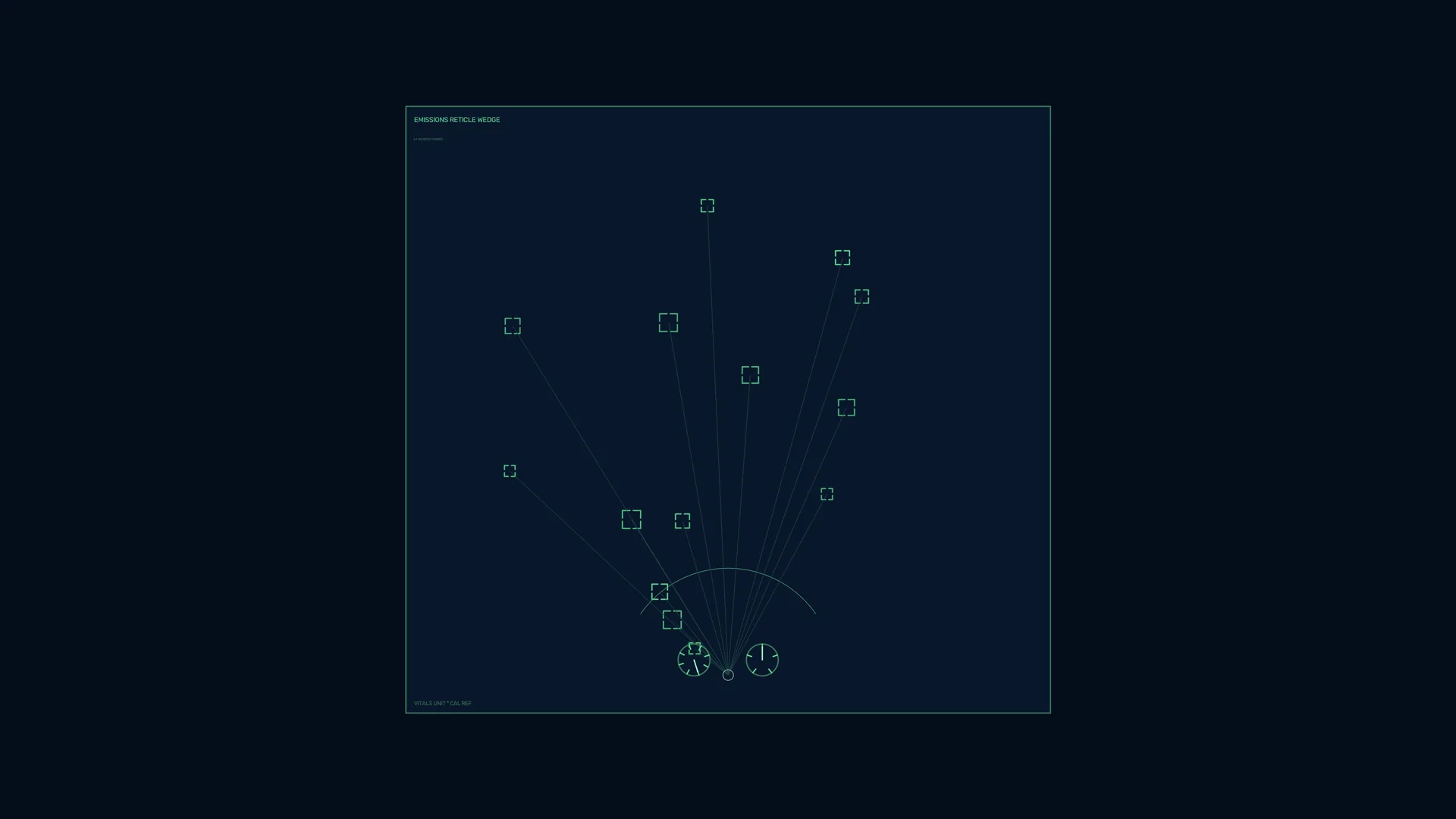 Emissions reticle wedge in a dark field — technical diagram wallpaper at 3840x2160