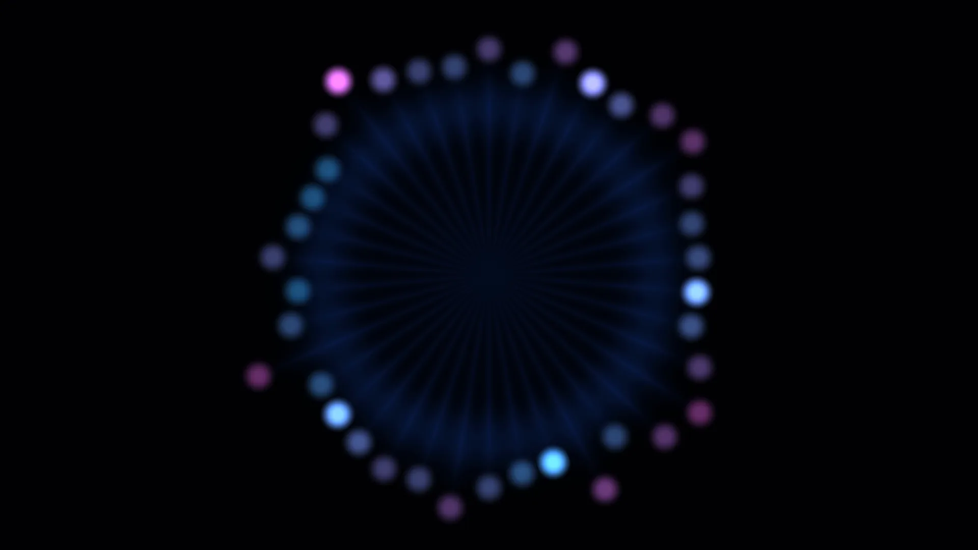Blue radial bloom with a ring of colored light — radial pattern wallpaper at 3840x2160