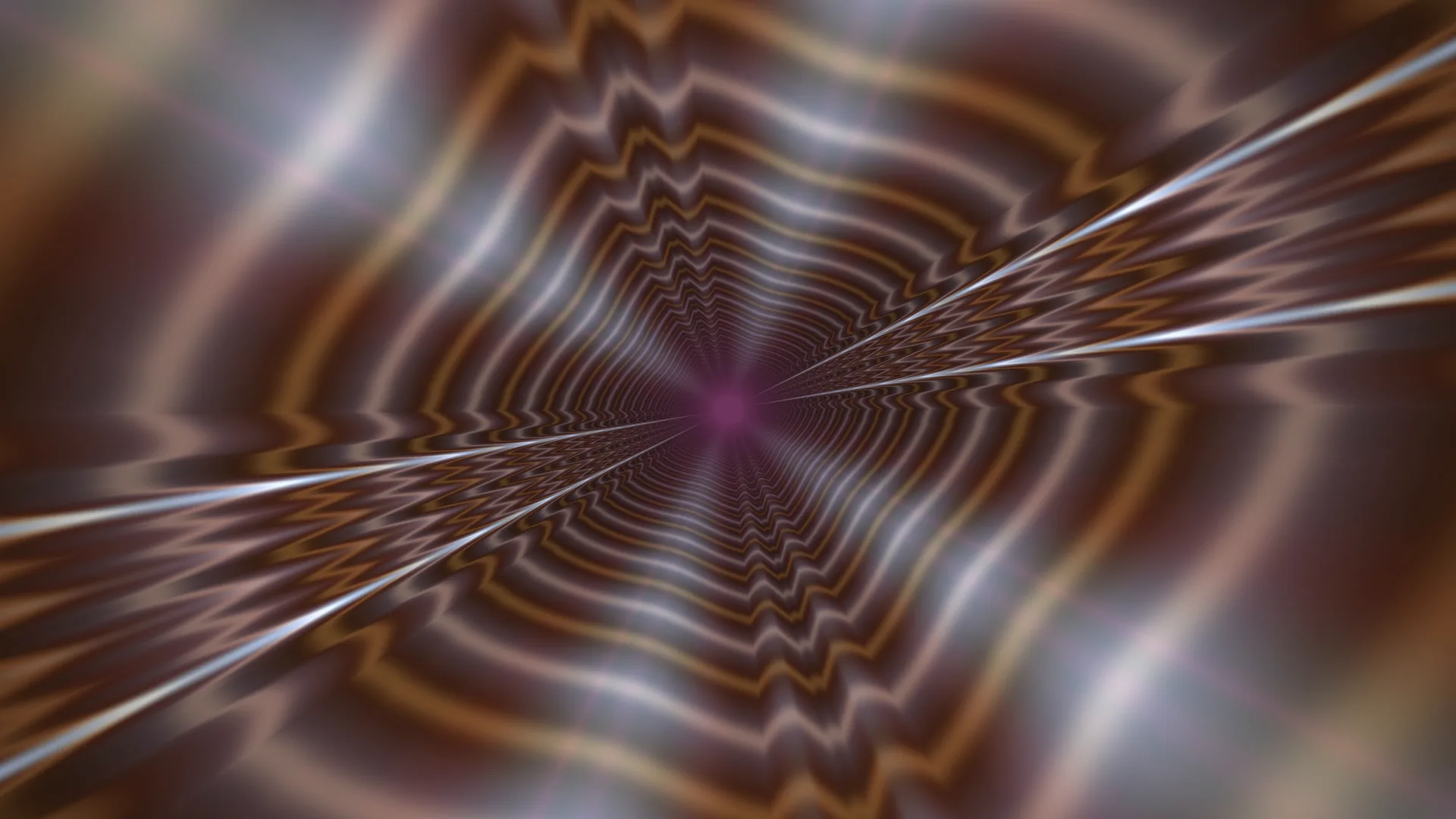 Bronze and violet tunnel of folded light — abstract wallpaper at 3840x2160