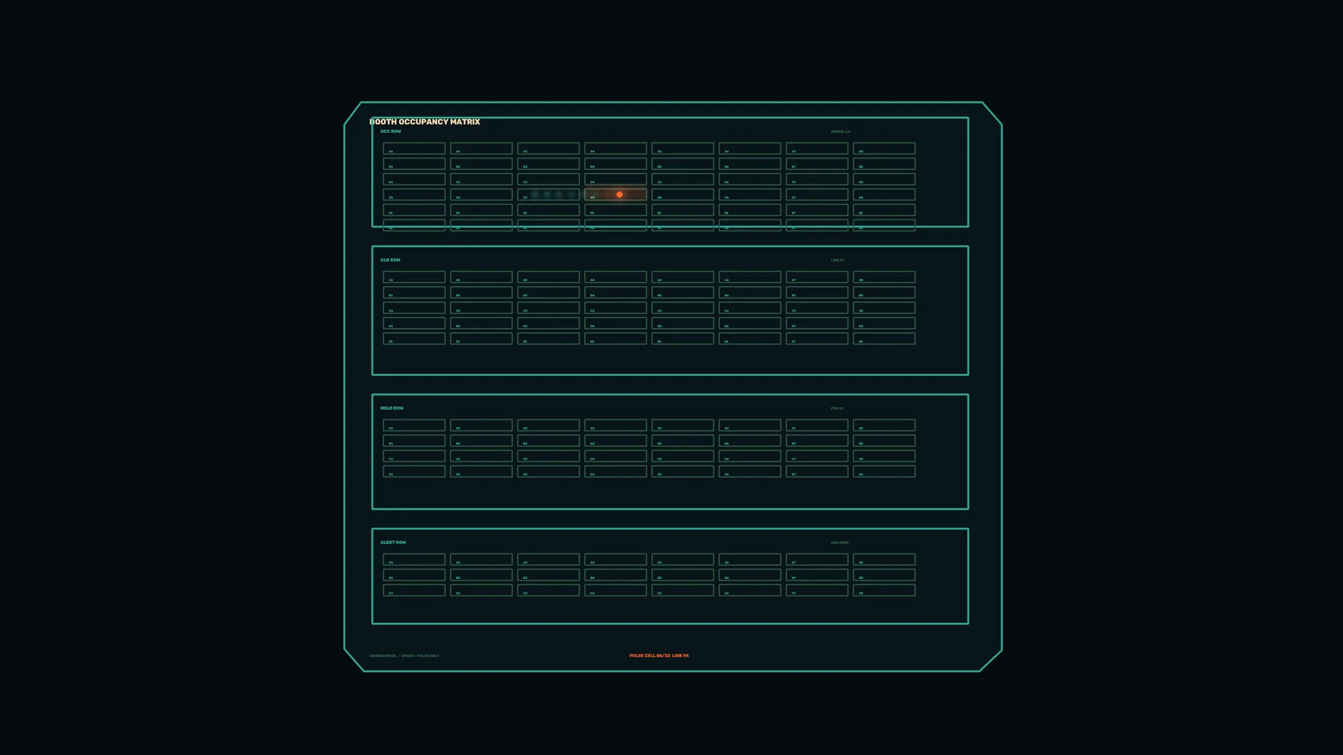 Teal Occupancy Grid with a Single Amber Signal — occupancy grid wallpaper at 3840x2160
