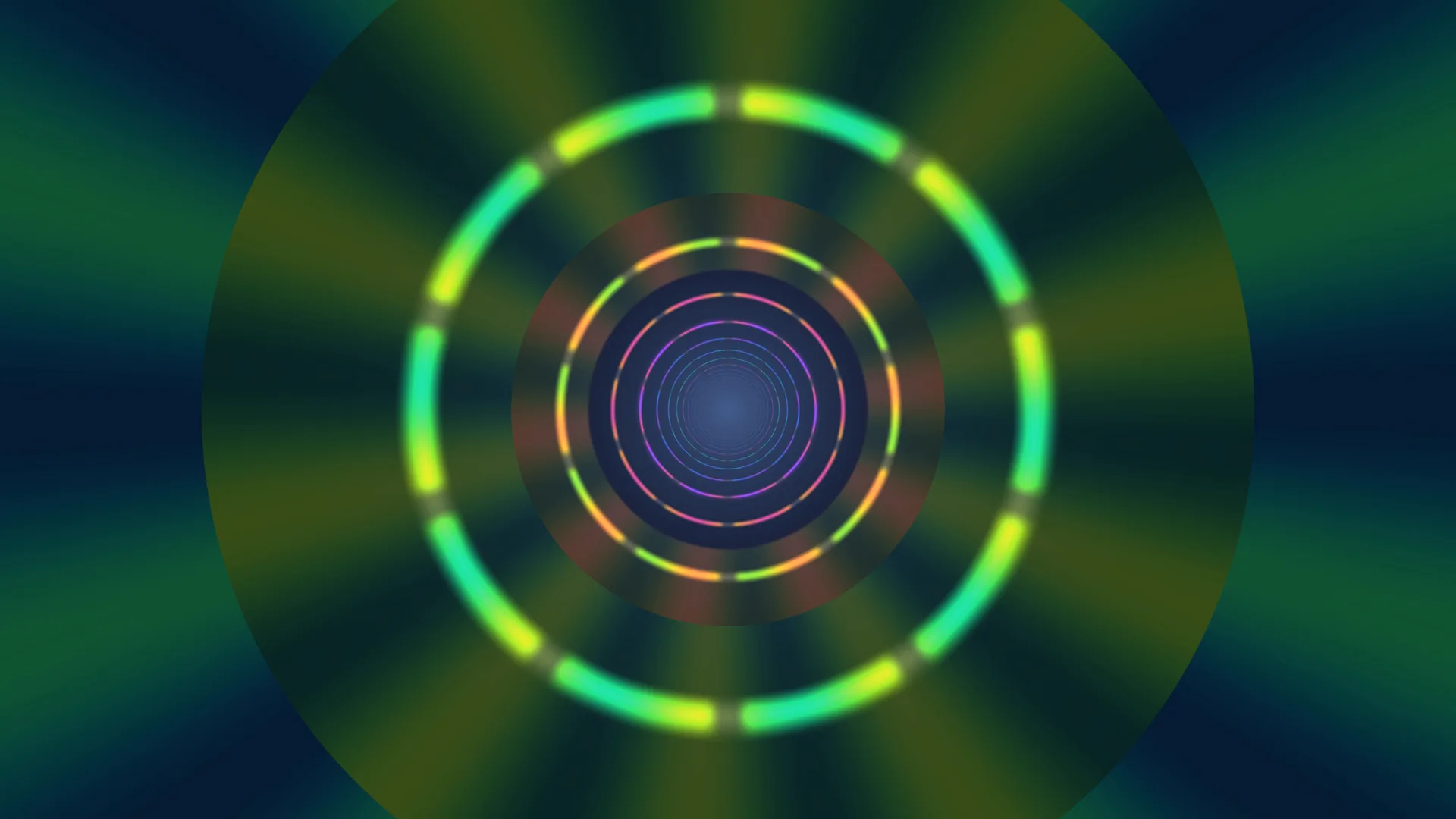 Concentric neon rings in a deep green field — concentric rings wallpaper at 3840x2160
