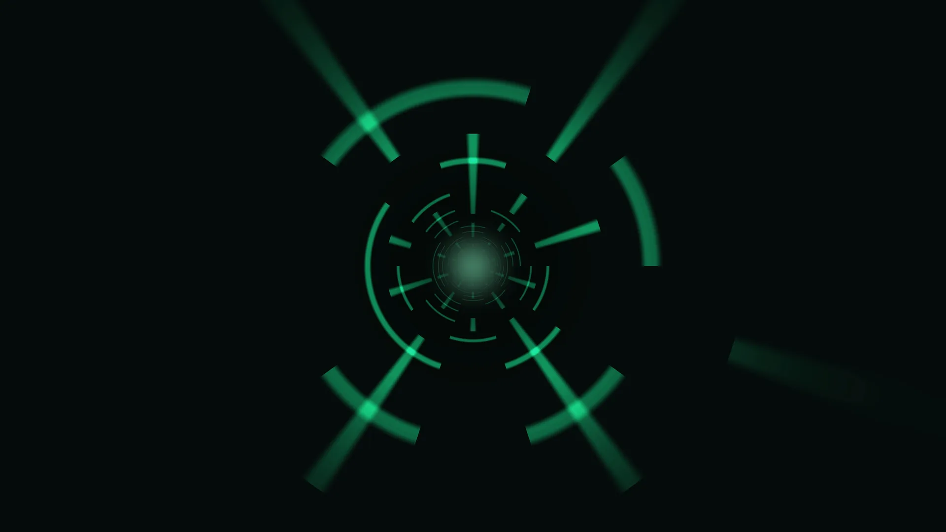 Emerald rings around a central glow — concentric rings wallpaper at 3840x2160