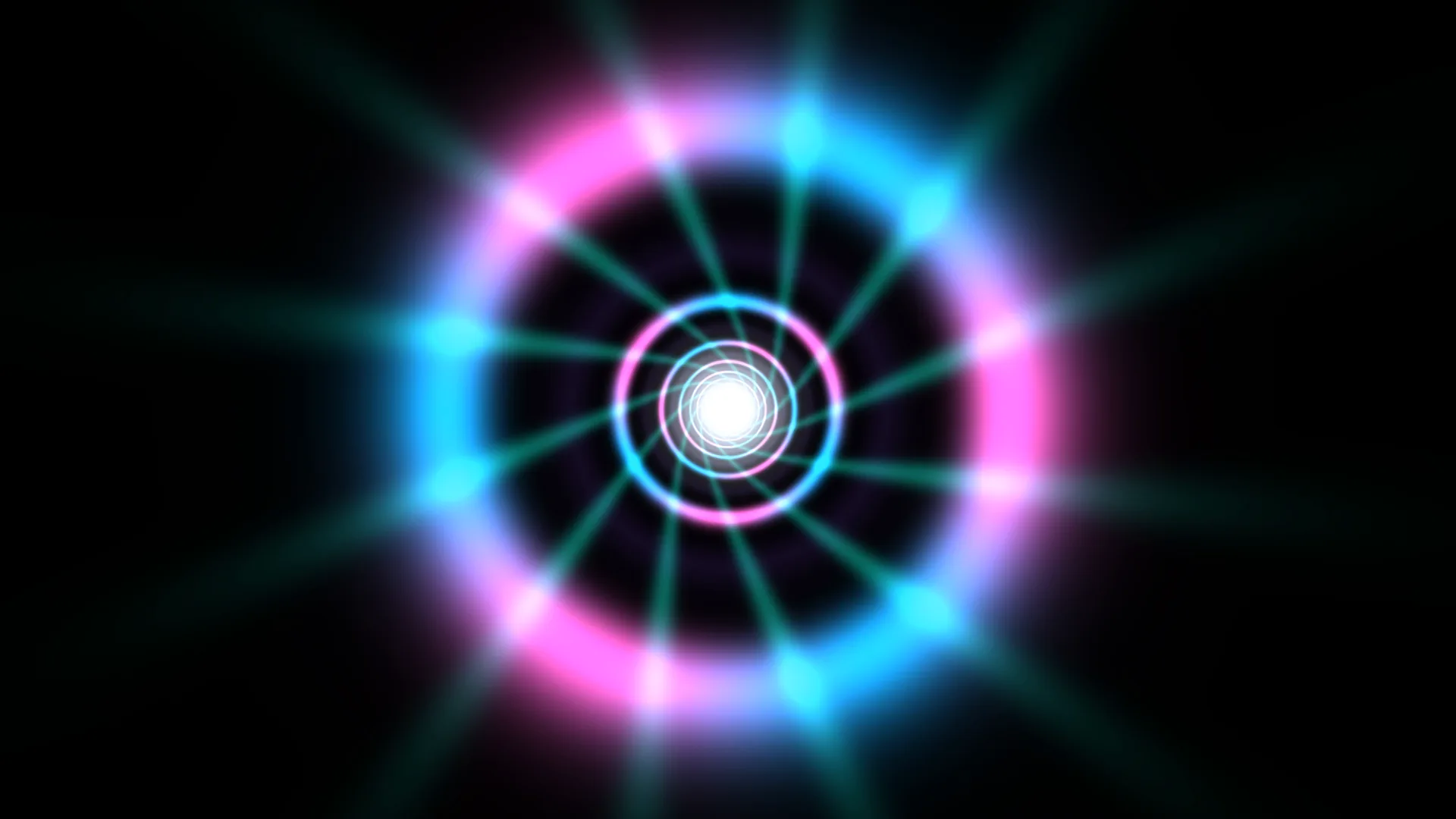 Neon concentric rings in a dark field — concentric rings wallpaper at 3840x2160