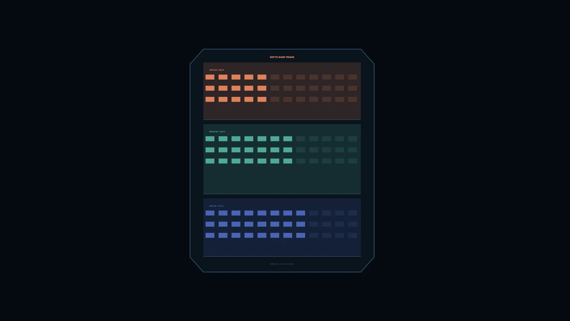 Chromatic grid panels on a midnight field — geometric panel wallpaper at 3840x2160