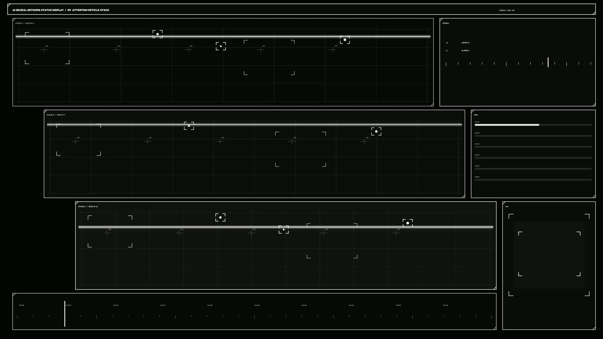Monochrome interface grid with tracking marks — technical interface wallpaper at 3840x2160