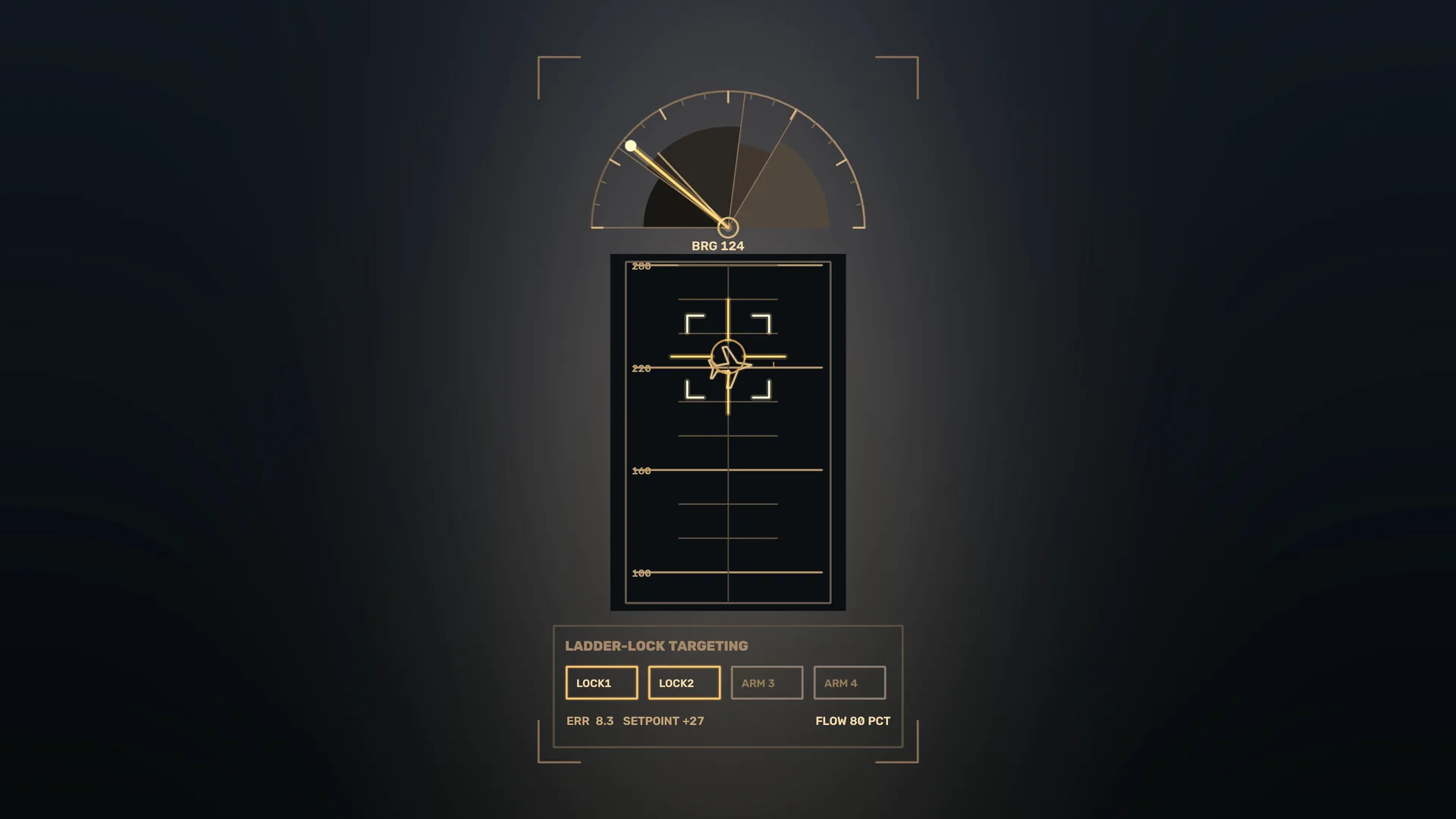 Ladder-lock targeting display in amber light — targeting interface wallpaper at 3840x2160