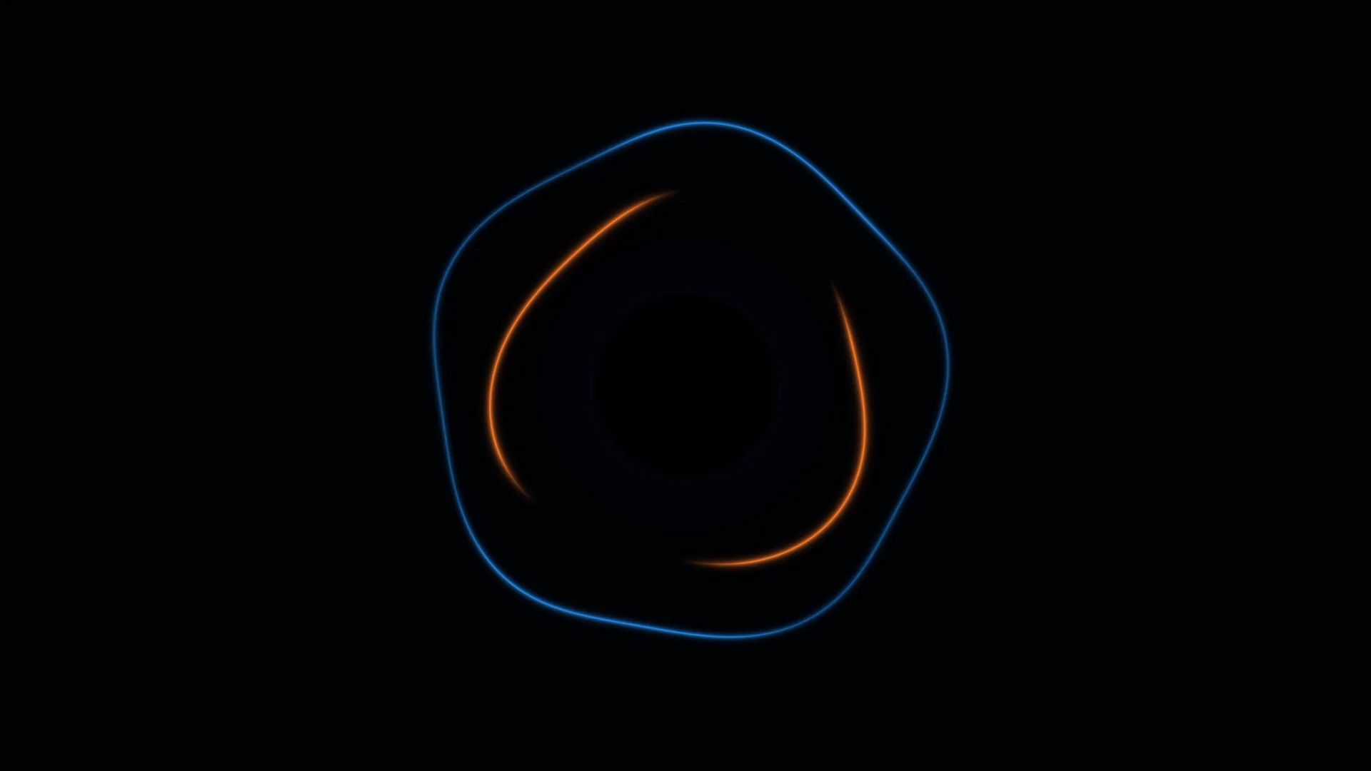 Blue and amber orbital lines in black space — orbital lines wallpaper at 3840x2160