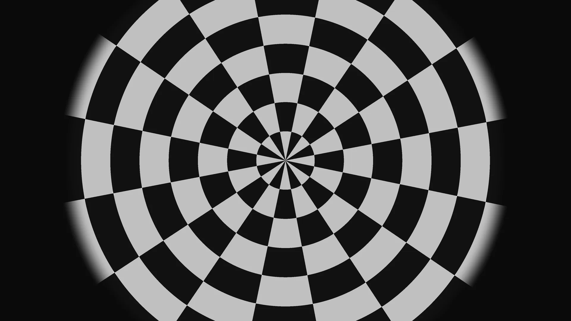 Monochrome radial checkerboard in black and gray — radial checkerboard wallpaper at 3840x2160
