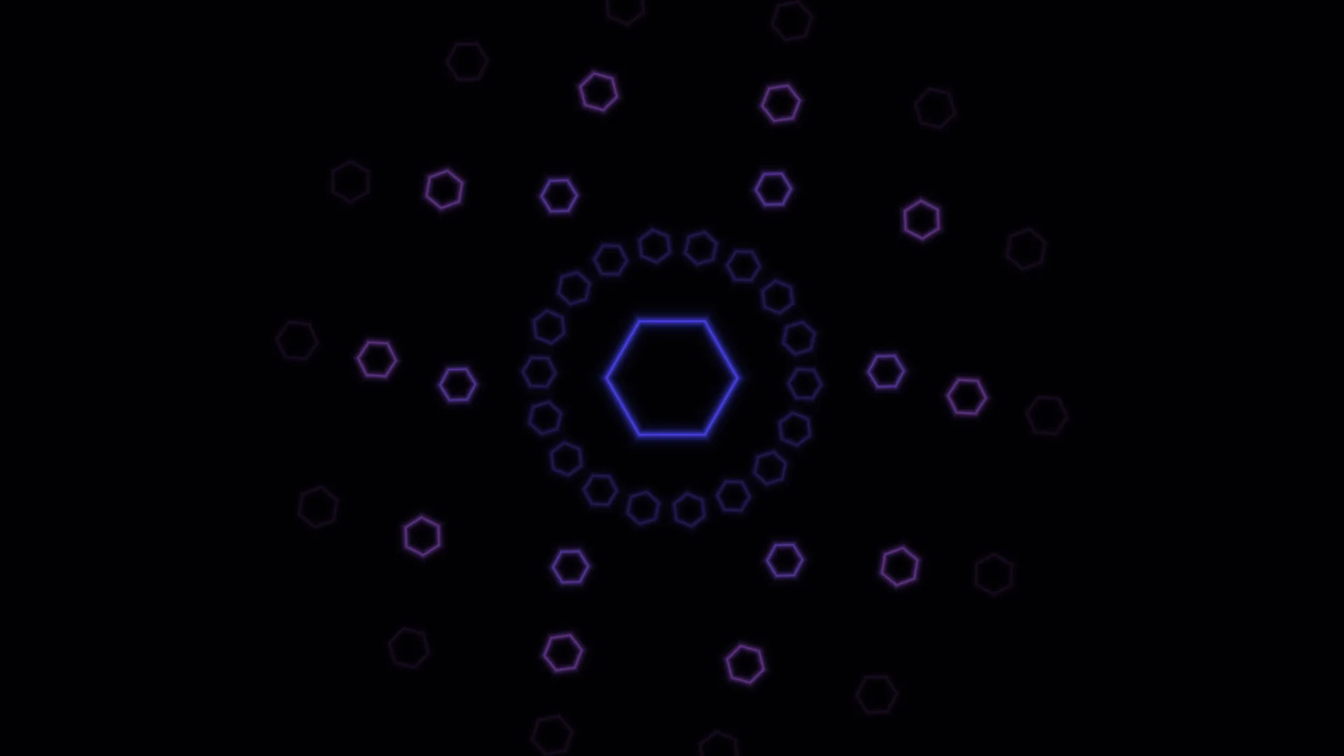 Neon hexagon orbit on a field of black — hexagon wallpaper at 3840x2160