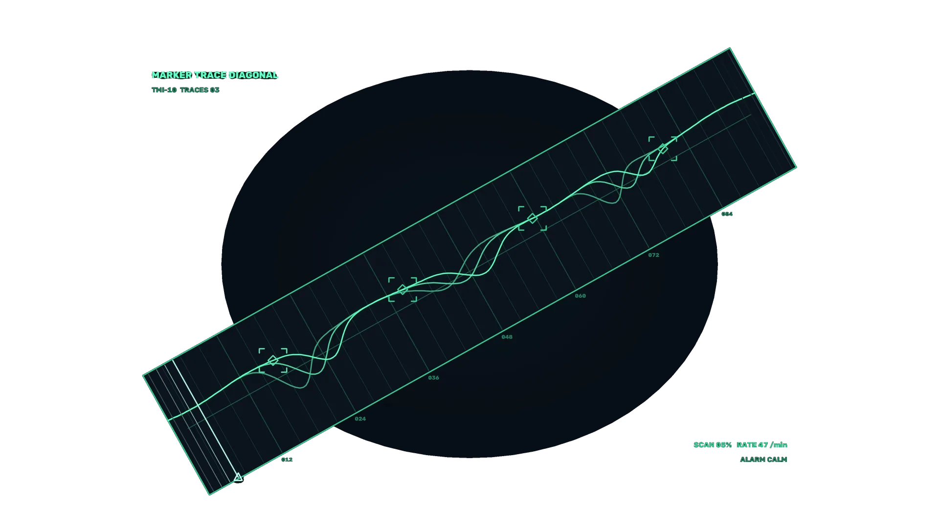 Neon green diagonal signal trace on dark field — green wallpaper at 3840x2160