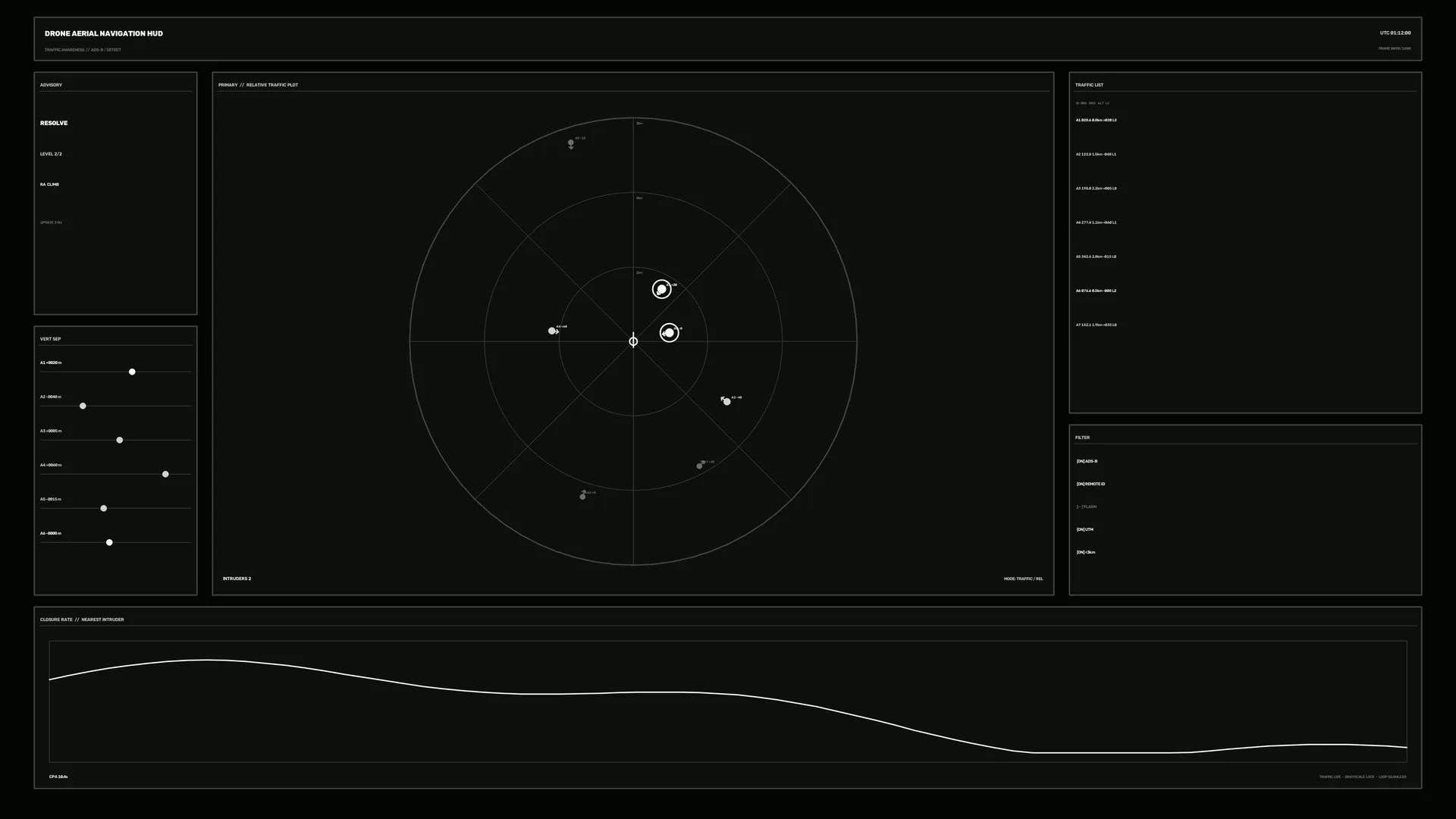 Dark orbital navigation interface with radar grid — radar interface wallpaper at 3840x2160