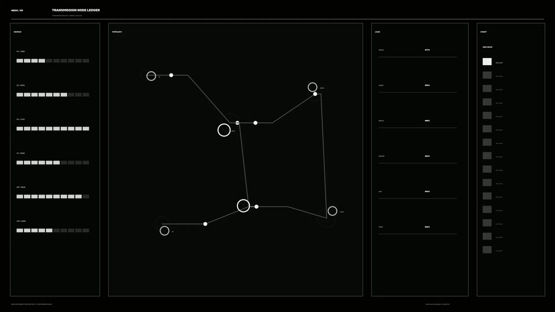 Monochrome transmission network diagram — network diagram wallpaper at 3840x2160