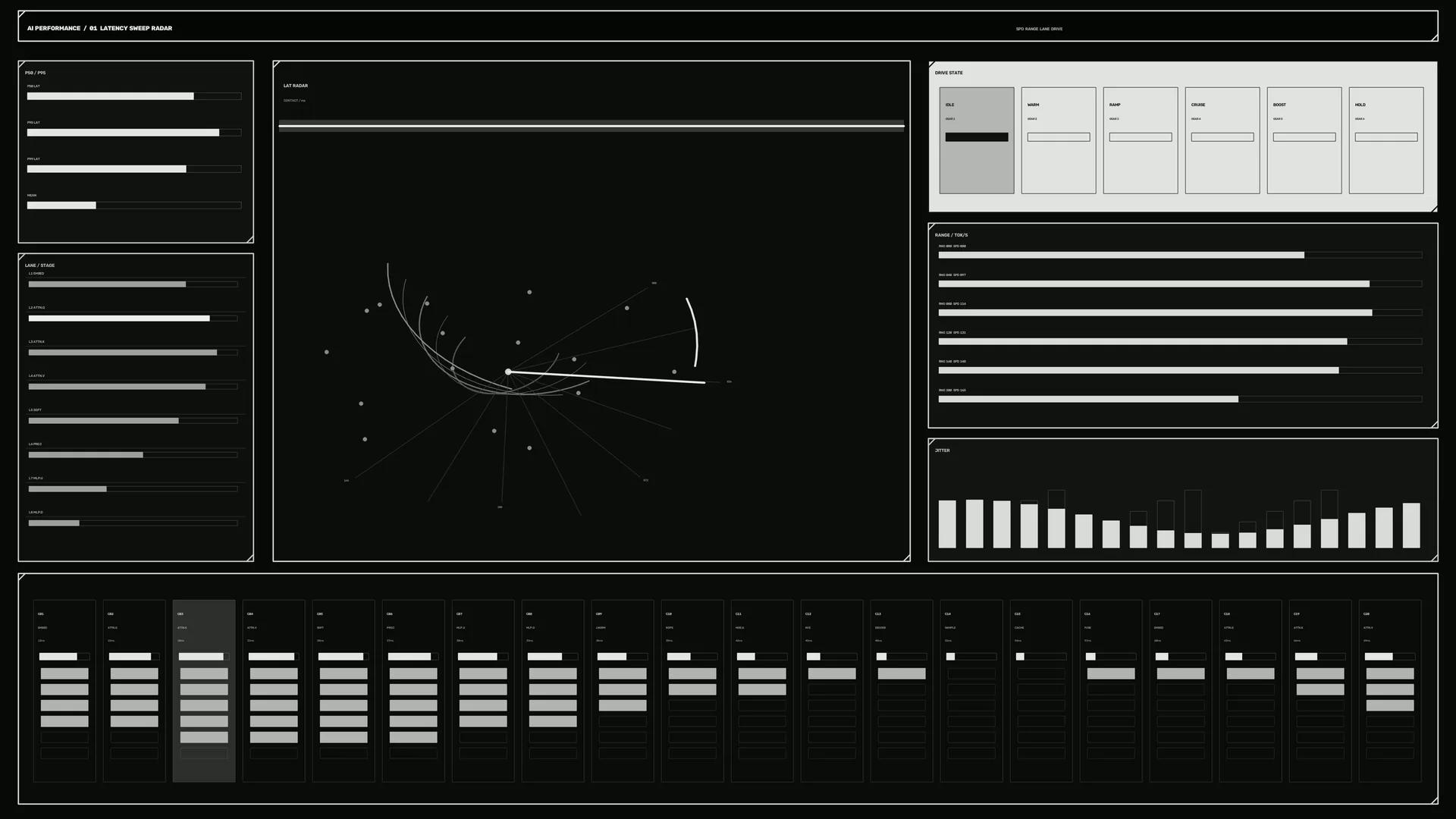Monochrome Radar Interface with Orbital Geometry — radar interface wallpaper at 3840x2160