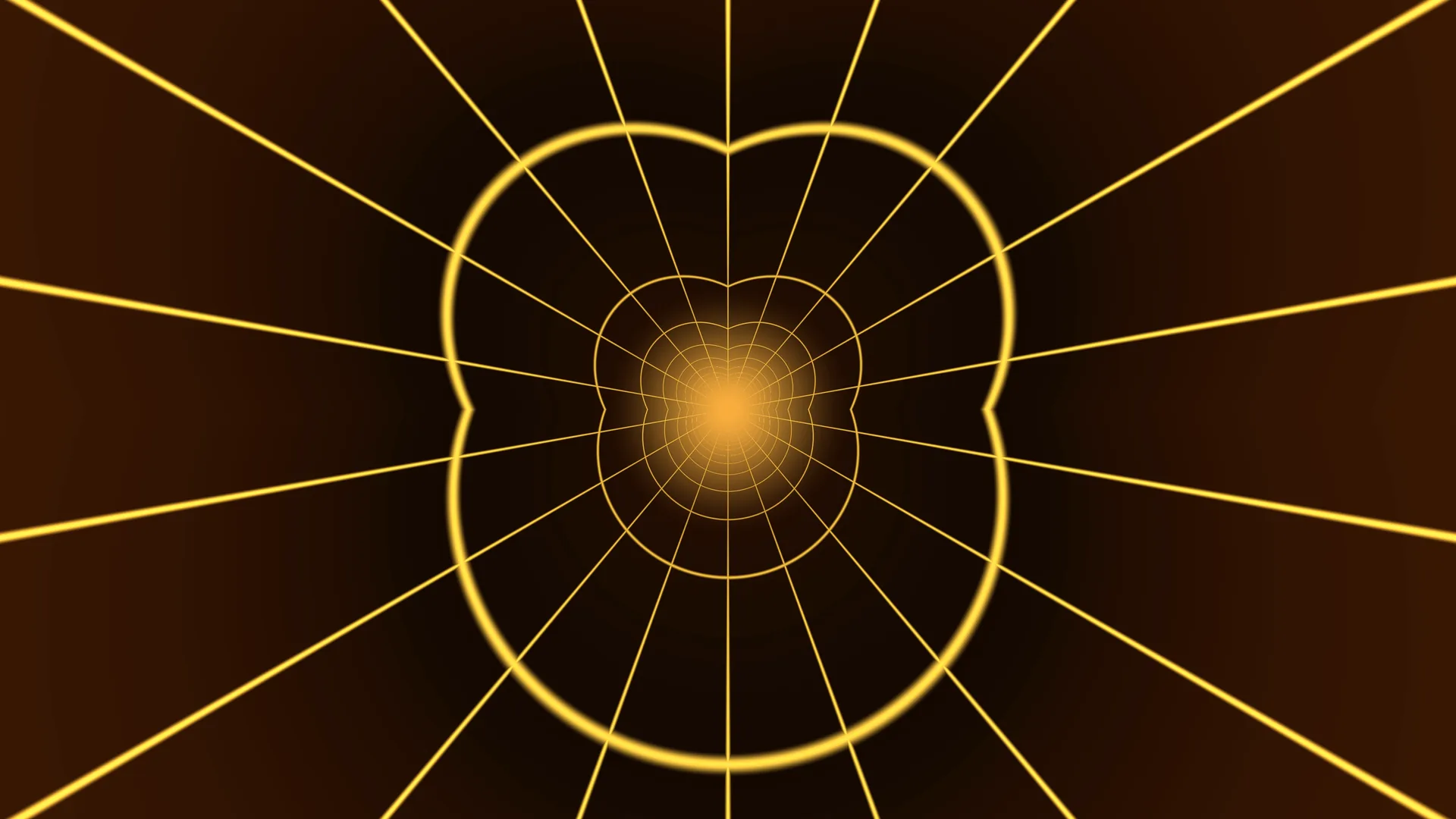 Golden radial geometry on a dark brown field — golden geometry wallpaper at 3840x2160
