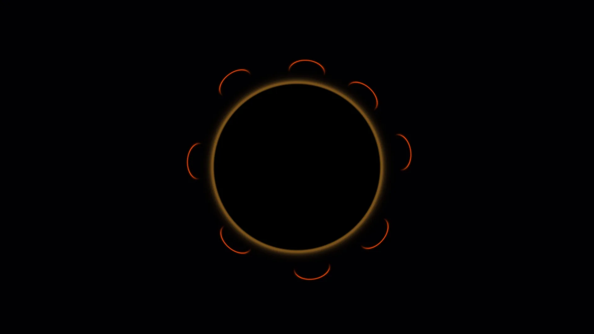 Amber ring with orbiting orange arcs — amber ring wallpaper at 3840x2160