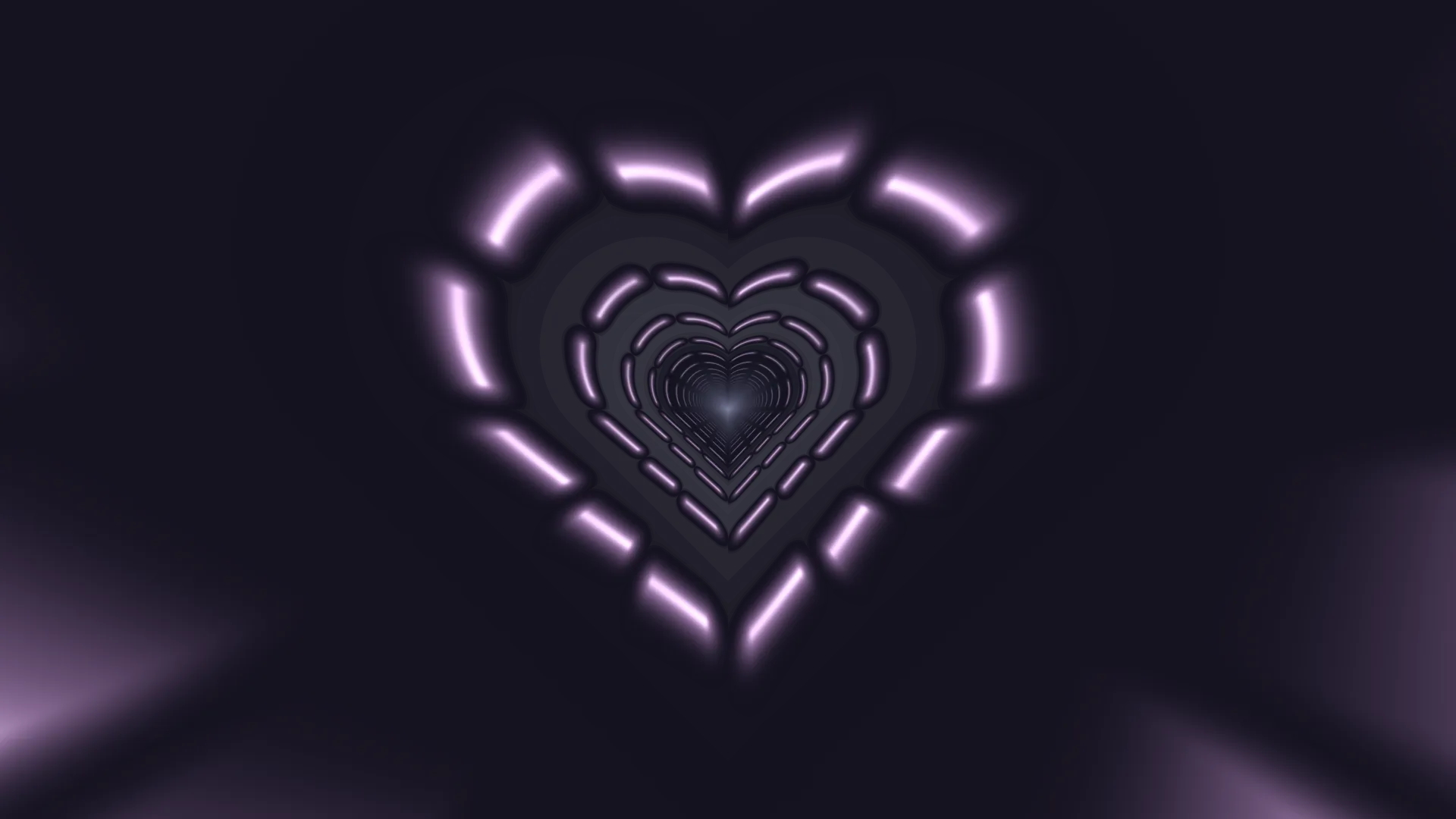 Violet light corridor with a heart-shaped centre — violet wallpaper at 3840x2160