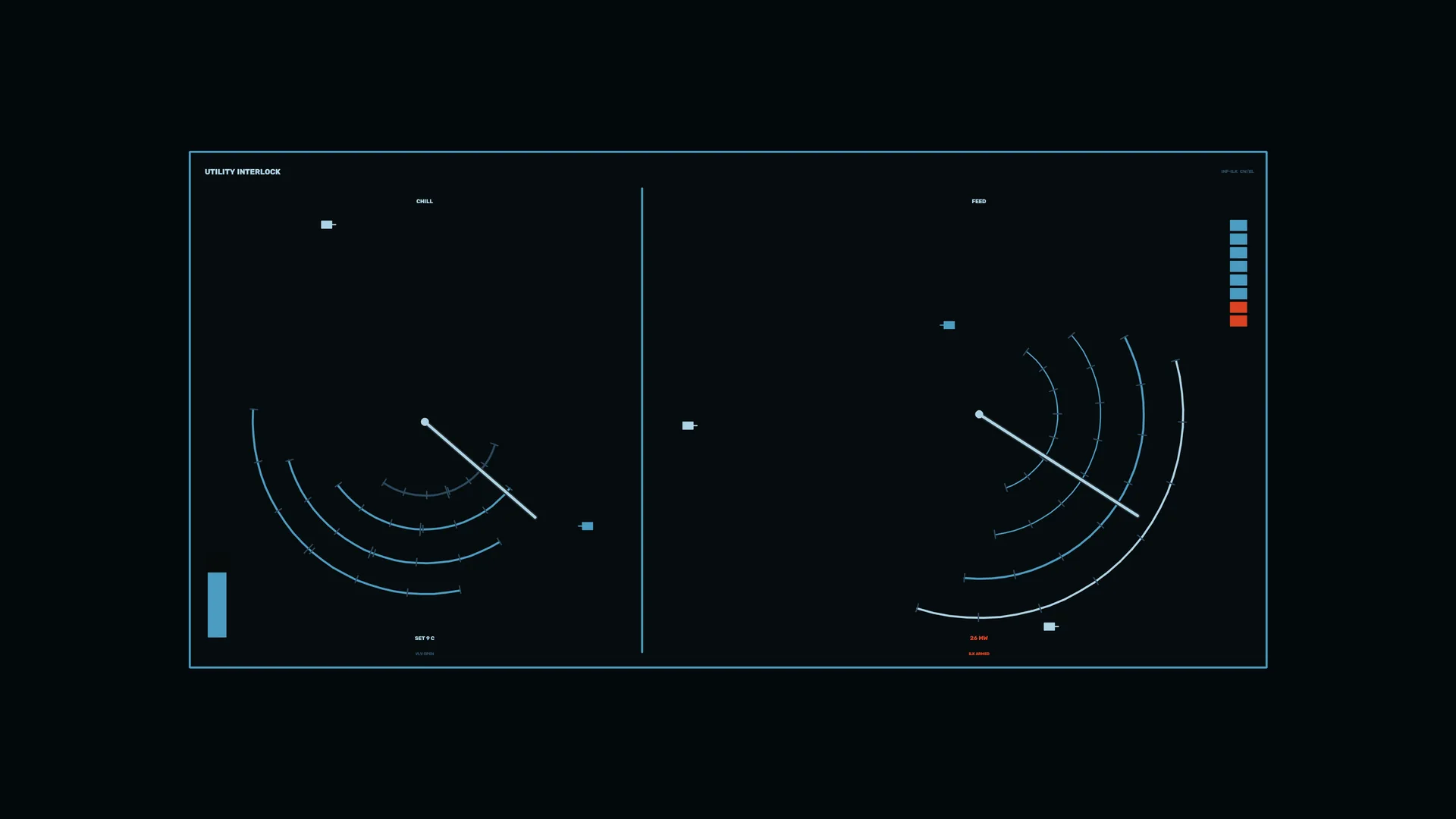 Dual Radar Arcs in a Midnight Interface — radar interface wallpaper at 3840x2160