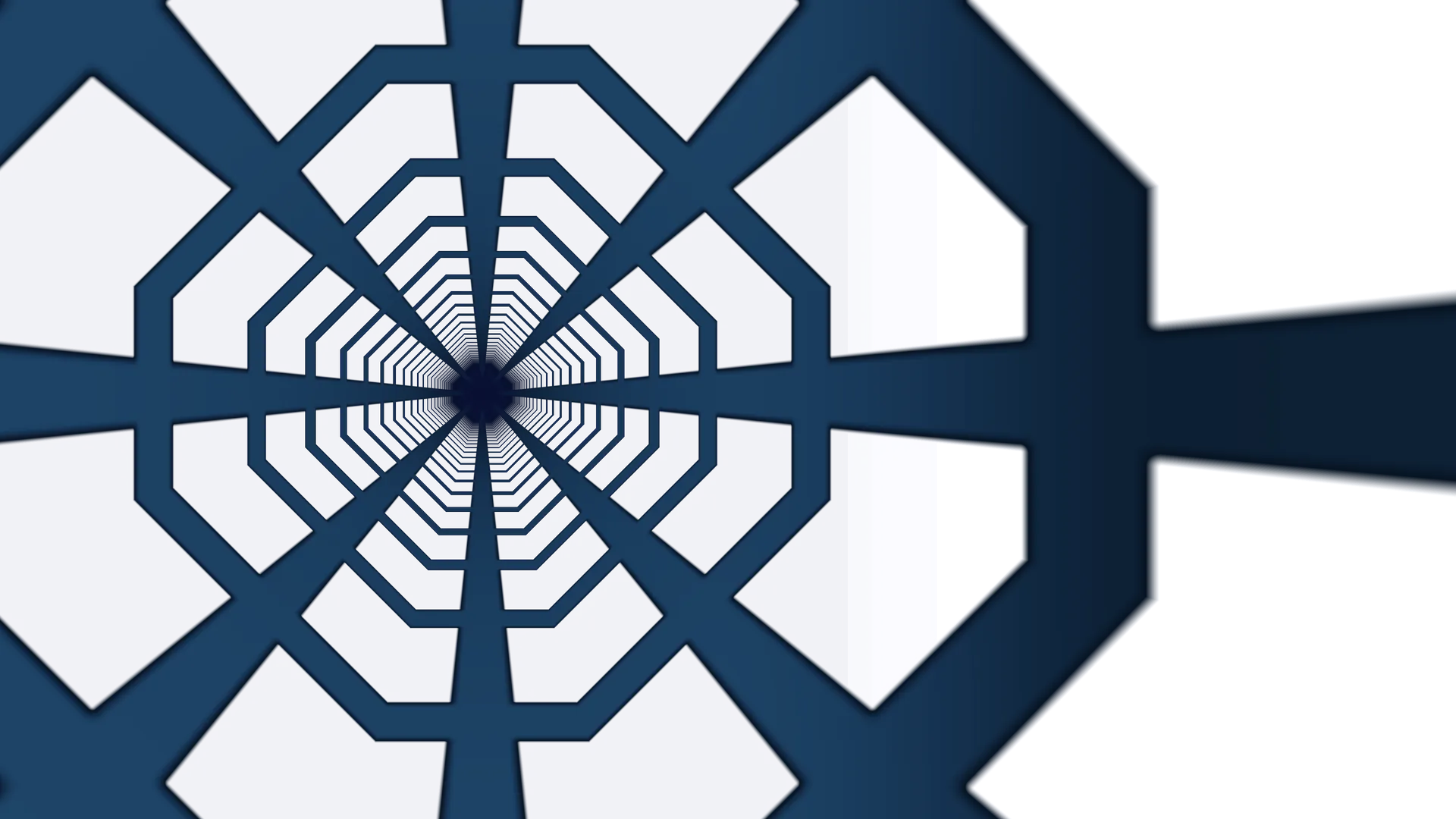 Blue geometric tunnel with luminous angular forms — geometric tunnel wallpaper at 3840x2160