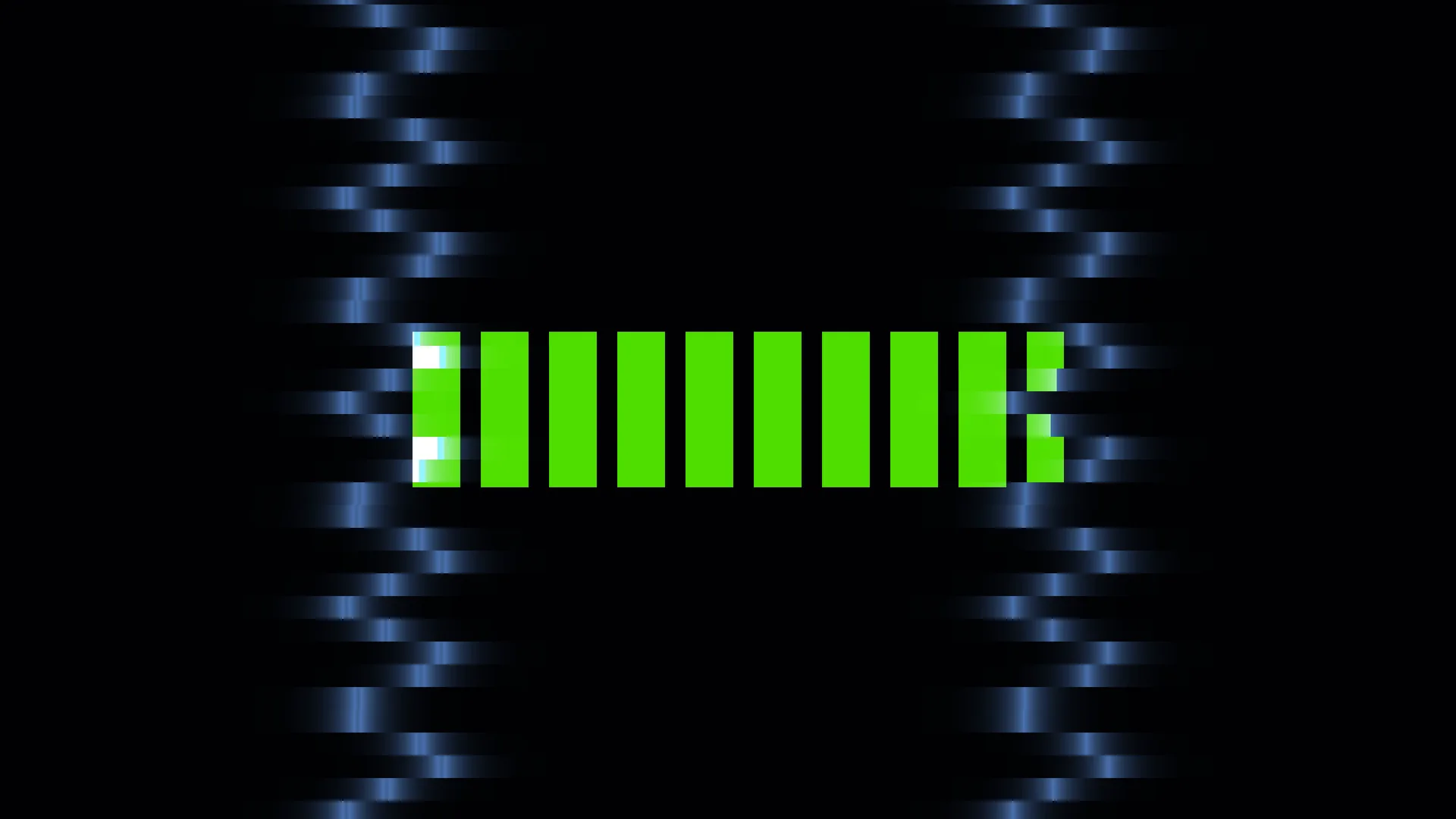 Neon green bars in blue orbital light — neon green wallpaper at 3840x2160