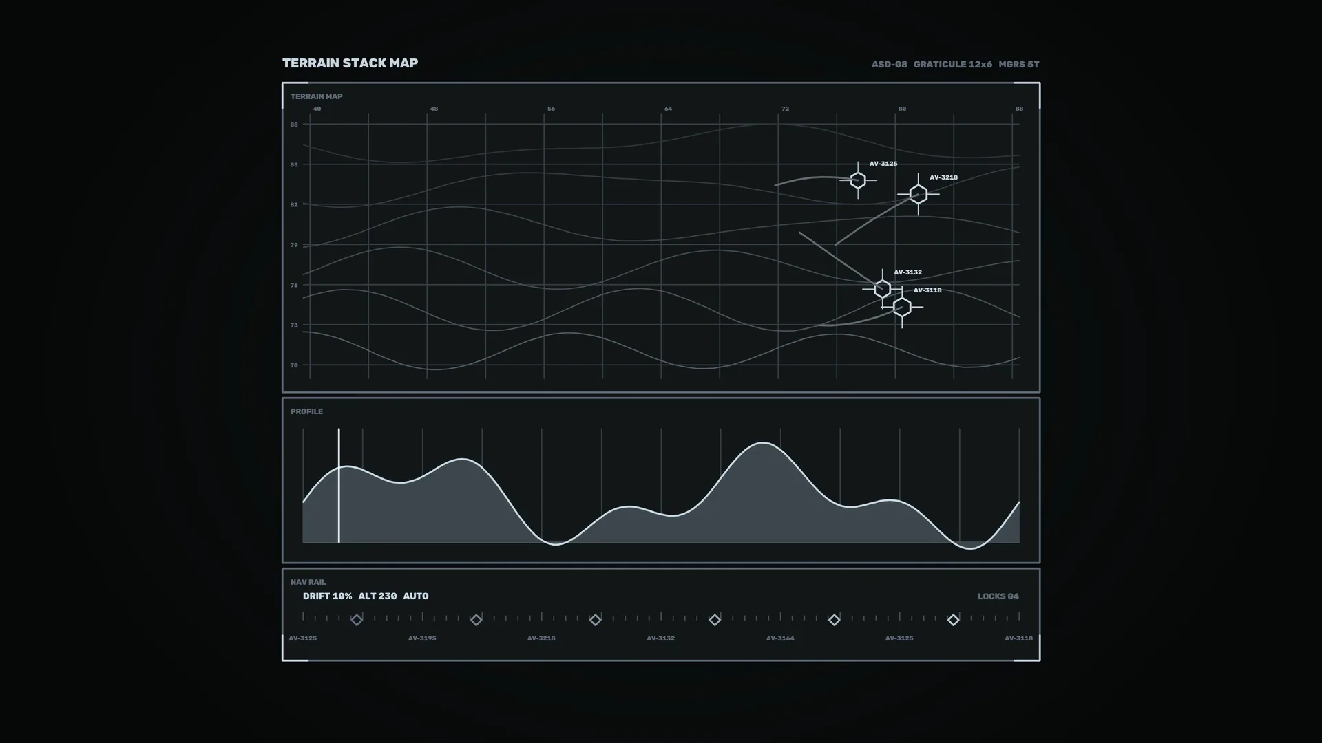 Dark terrain map with elevation profile — terrain map wallpaper at 3840x2160