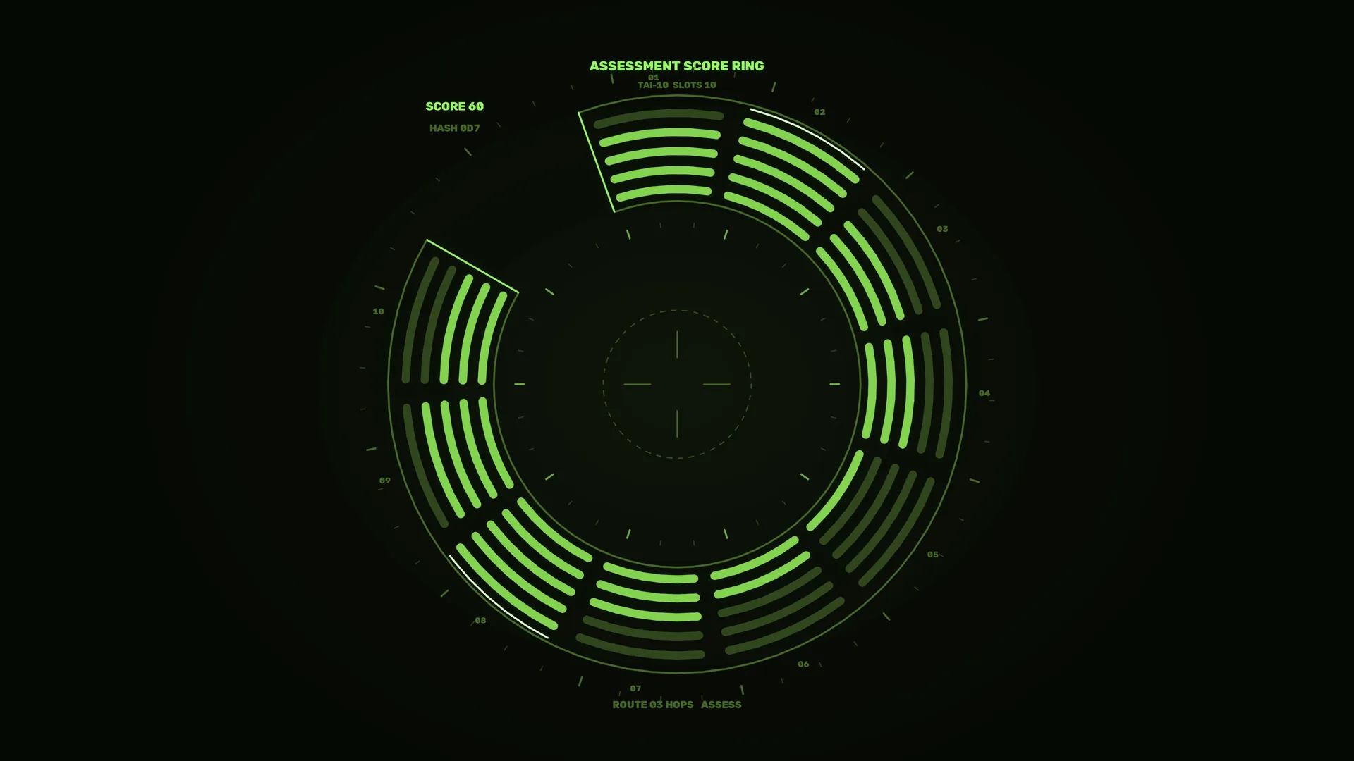 Neon Green Circular Assessment Interface — circular interface wallpaper at 3840x2160