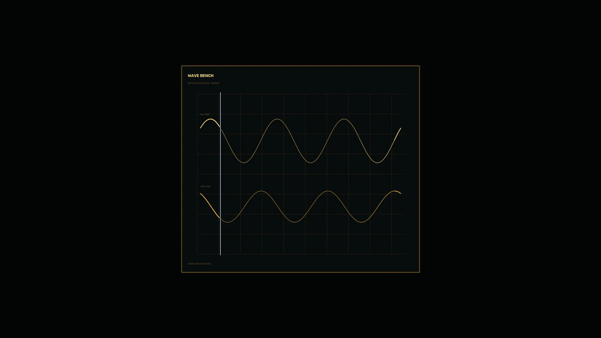Gold Waveforms on a Dark Grid — waveform wallpaper at 3840x2160