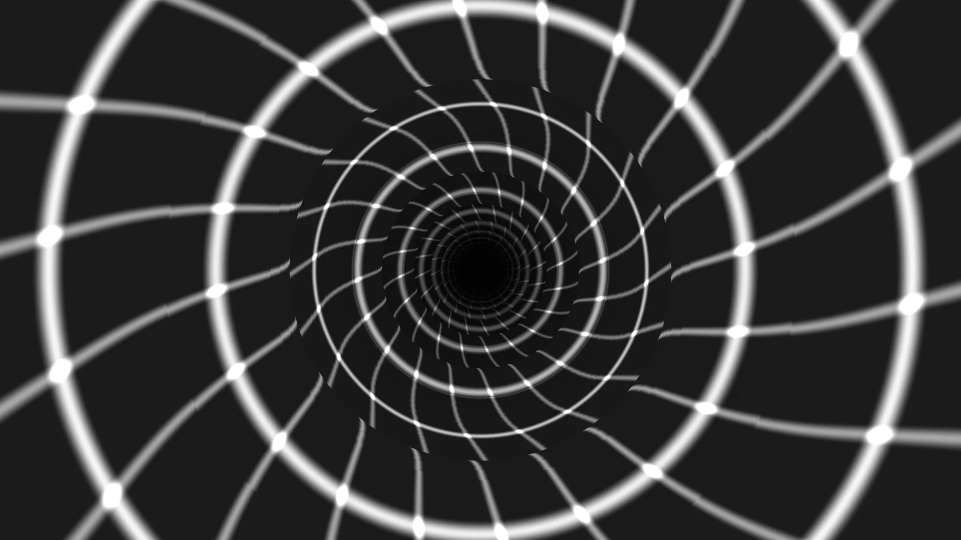White radial lattice spiraling into a dark center — radial lattice wallpaper at 3840x2160