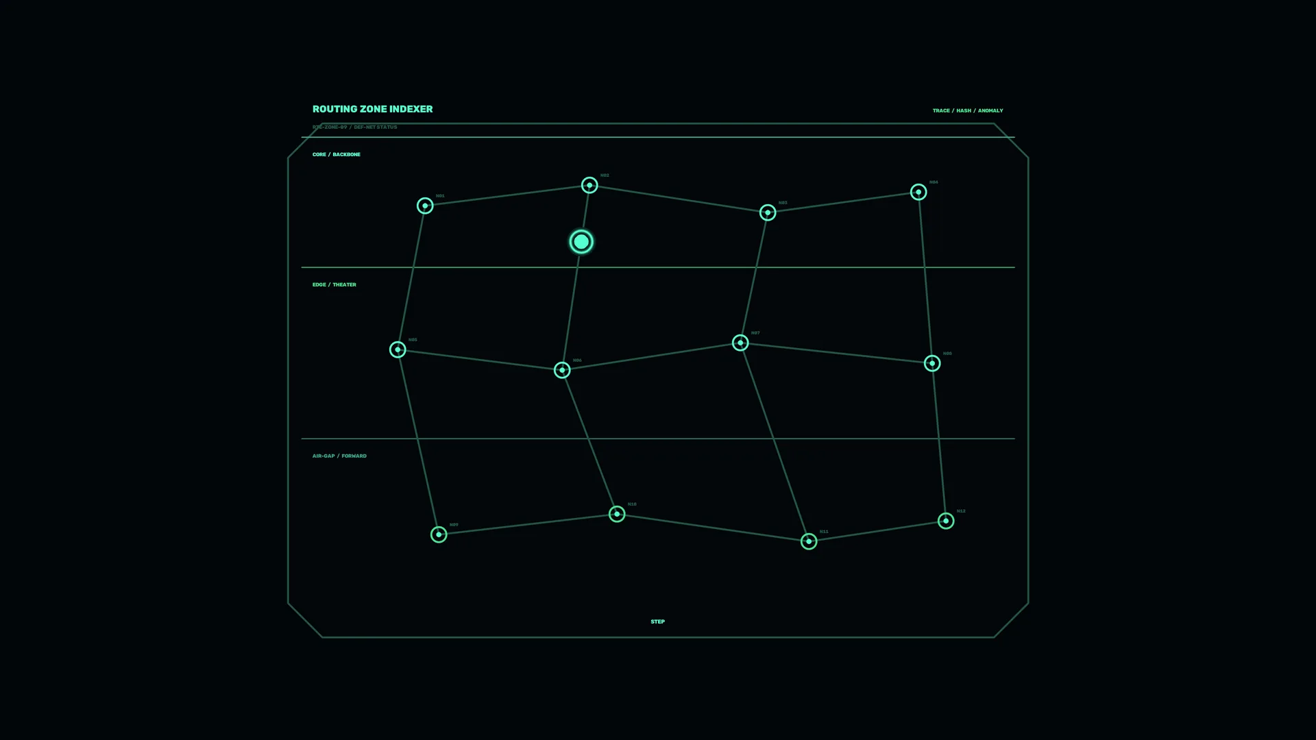 Neon routing grid on a field of black — routing diagram wallpaper at 3840x2160