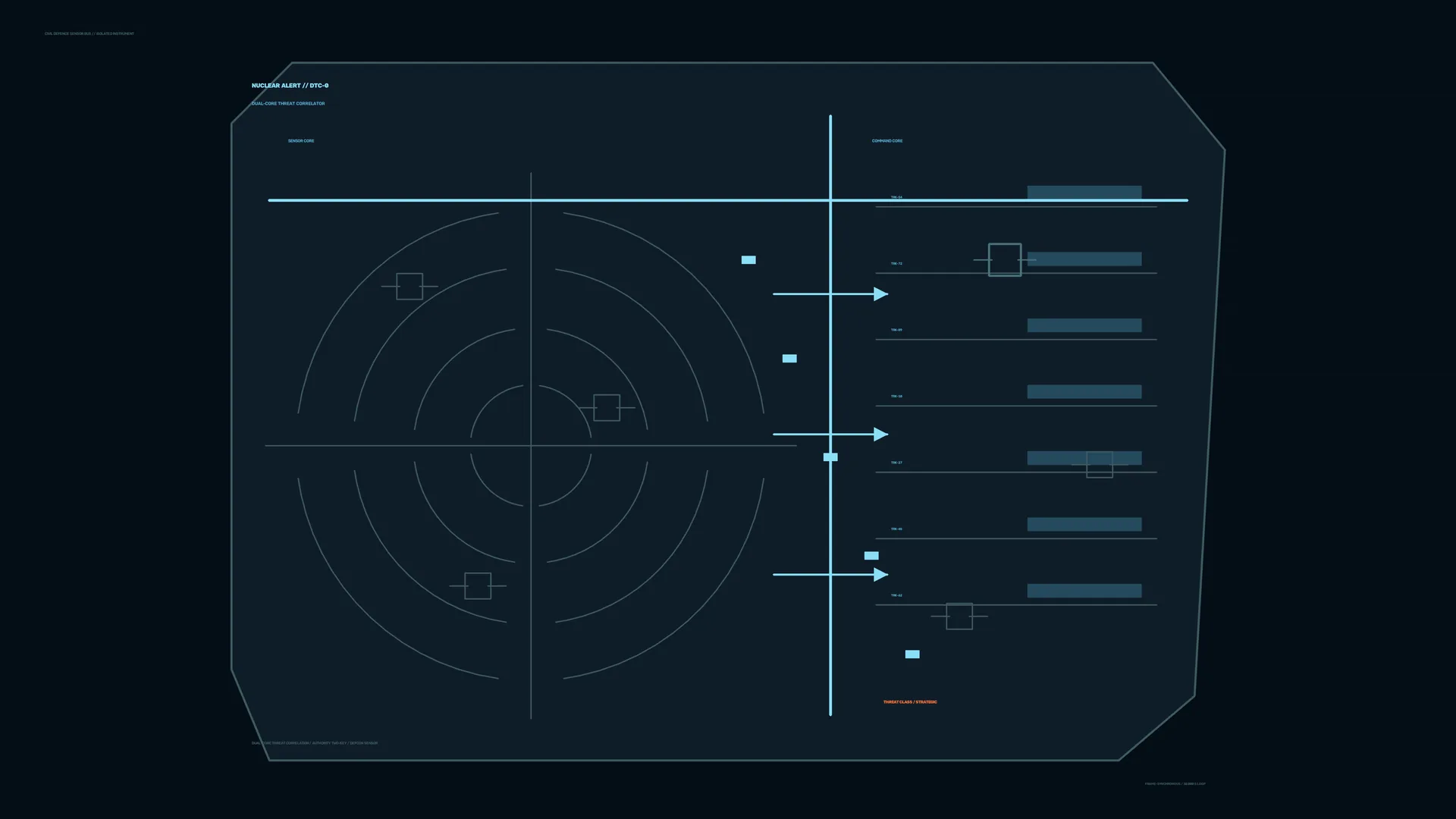 Midnight Threat Correlation Grid with Cyan Lines — tactical interface wallpaper at 3840x2160