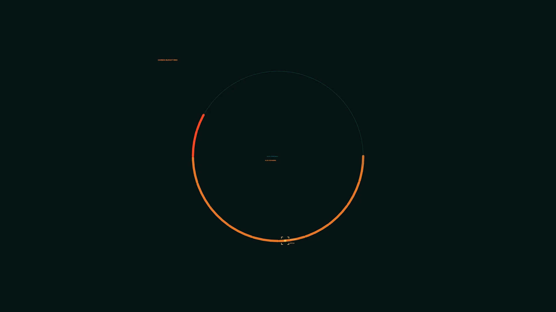 Orange orbital ring on a field of deep teal — orbital ring wallpaper at 3840x2160