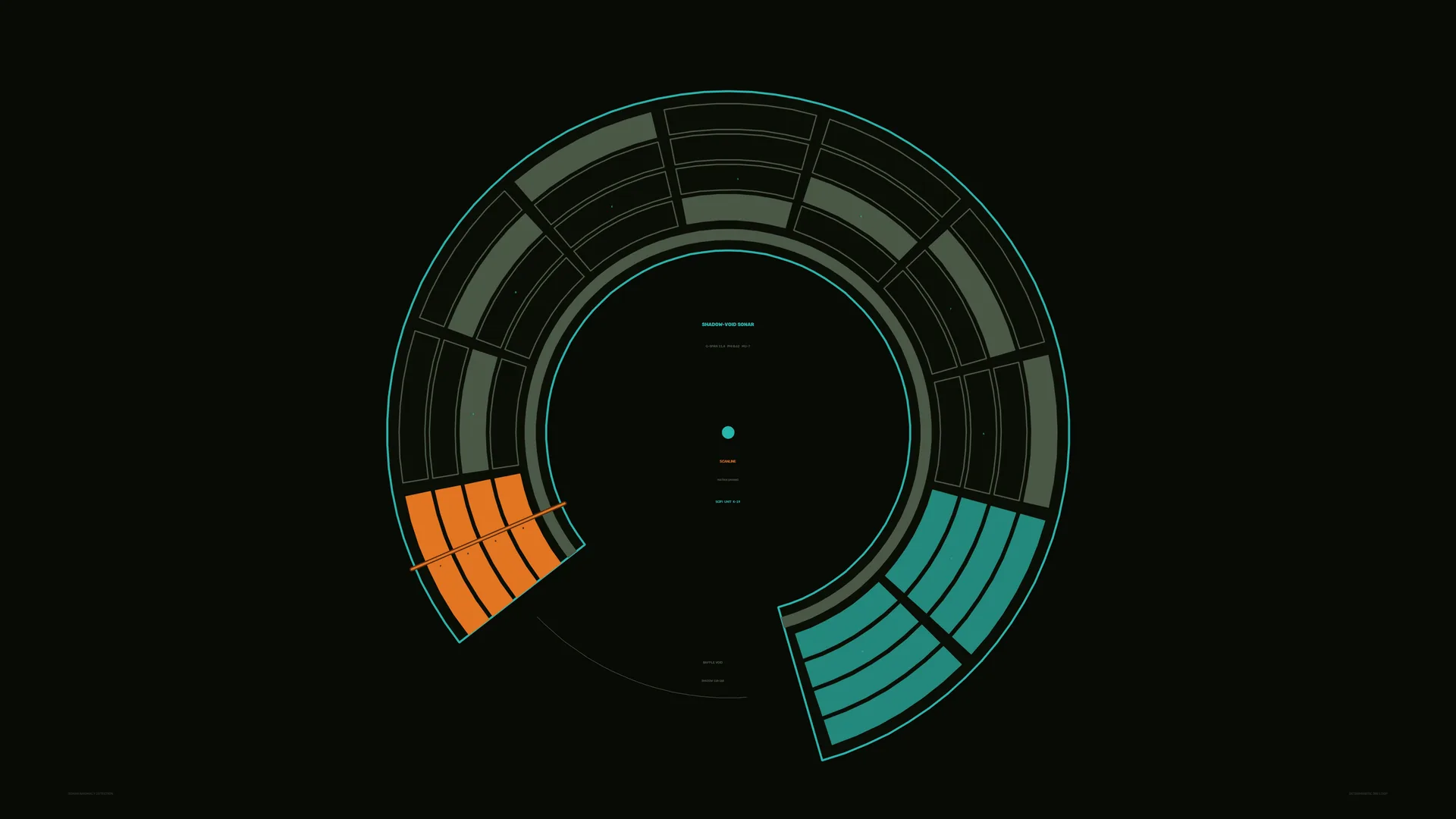 Concentric ring diagram in teal and orange — circular diagram wallpaper at 3840x2160