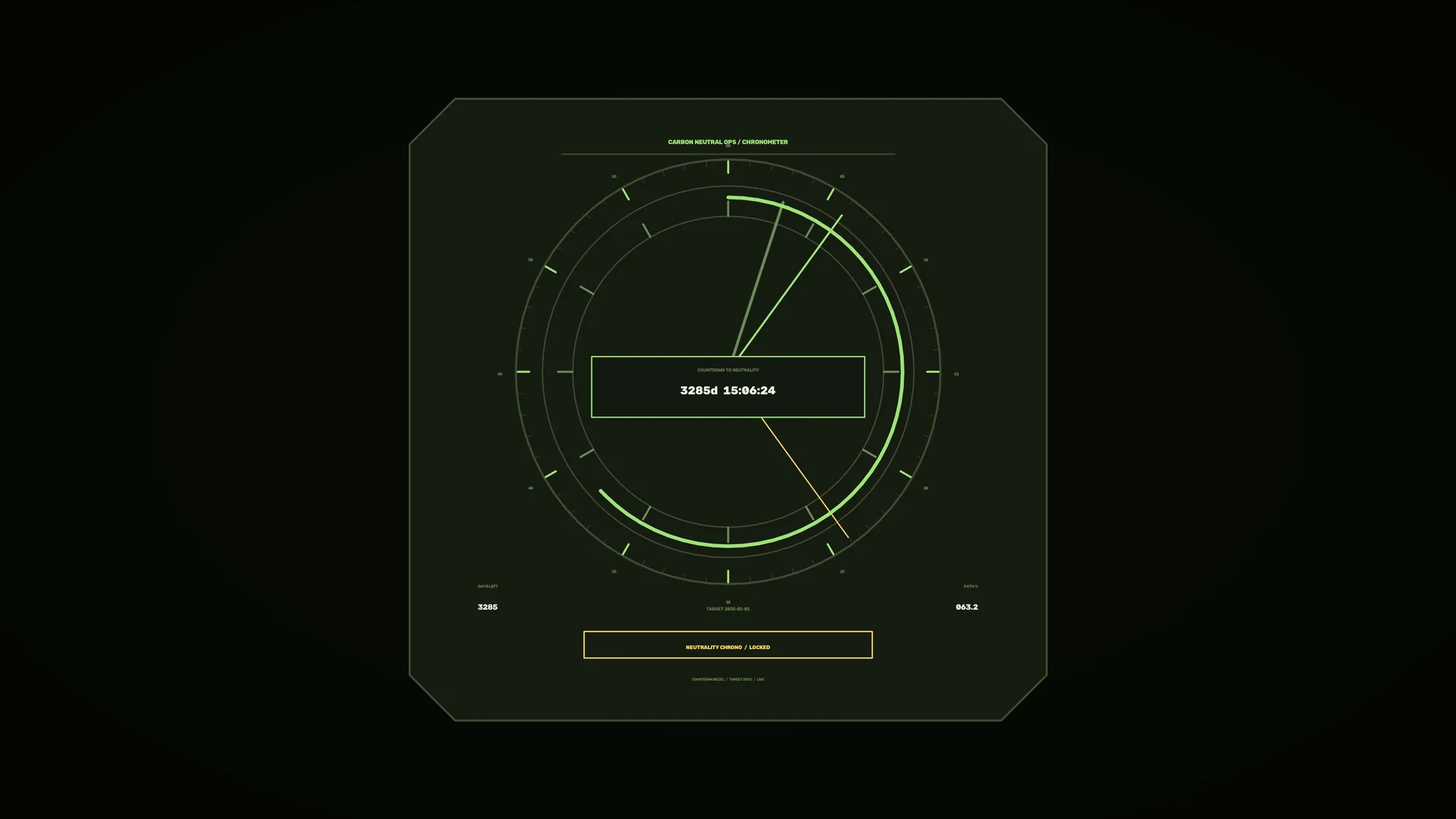 Green Chronometer Interface on Black — chronometer wallpaper at 3840x2160