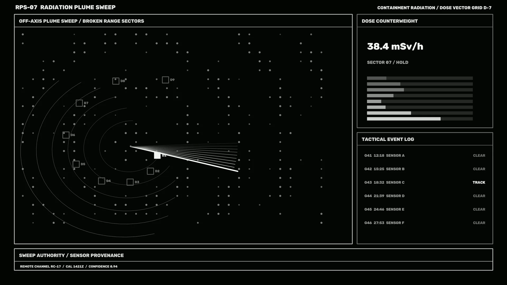 Monochrome Radiation Plume Vector Grid — radiation grid wallpaper at 3840x2160