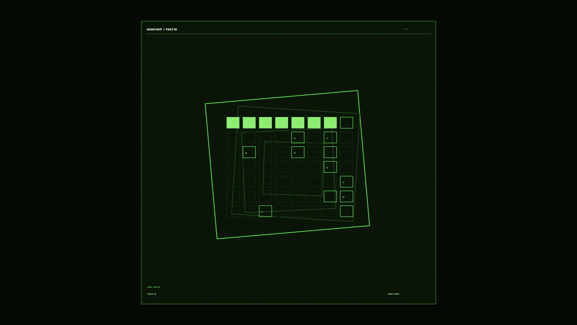 Neon green hash map on a dark field — hash map wallpaper at 3840x2160