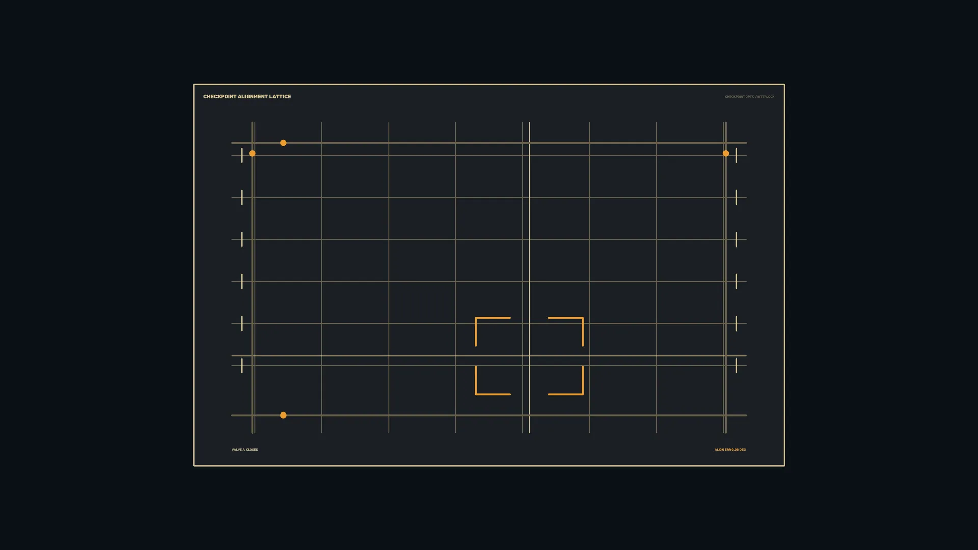 Checkpoint lattice in charcoal and amber lines — alignment lattice wallpaper at 3840x2160