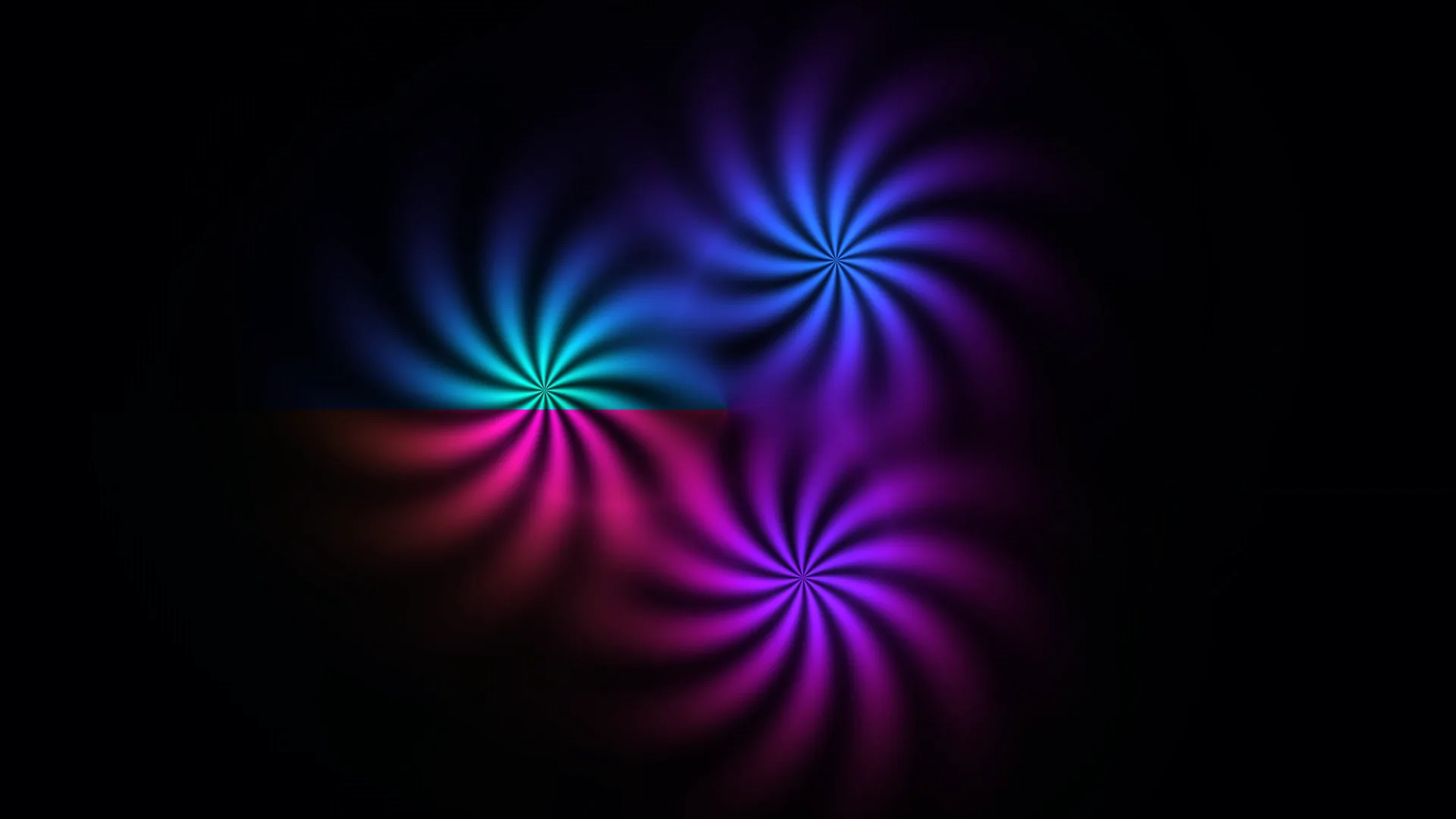 Neon spiral forms across a field of shadow — spiral wallpaper at 3840x2160
