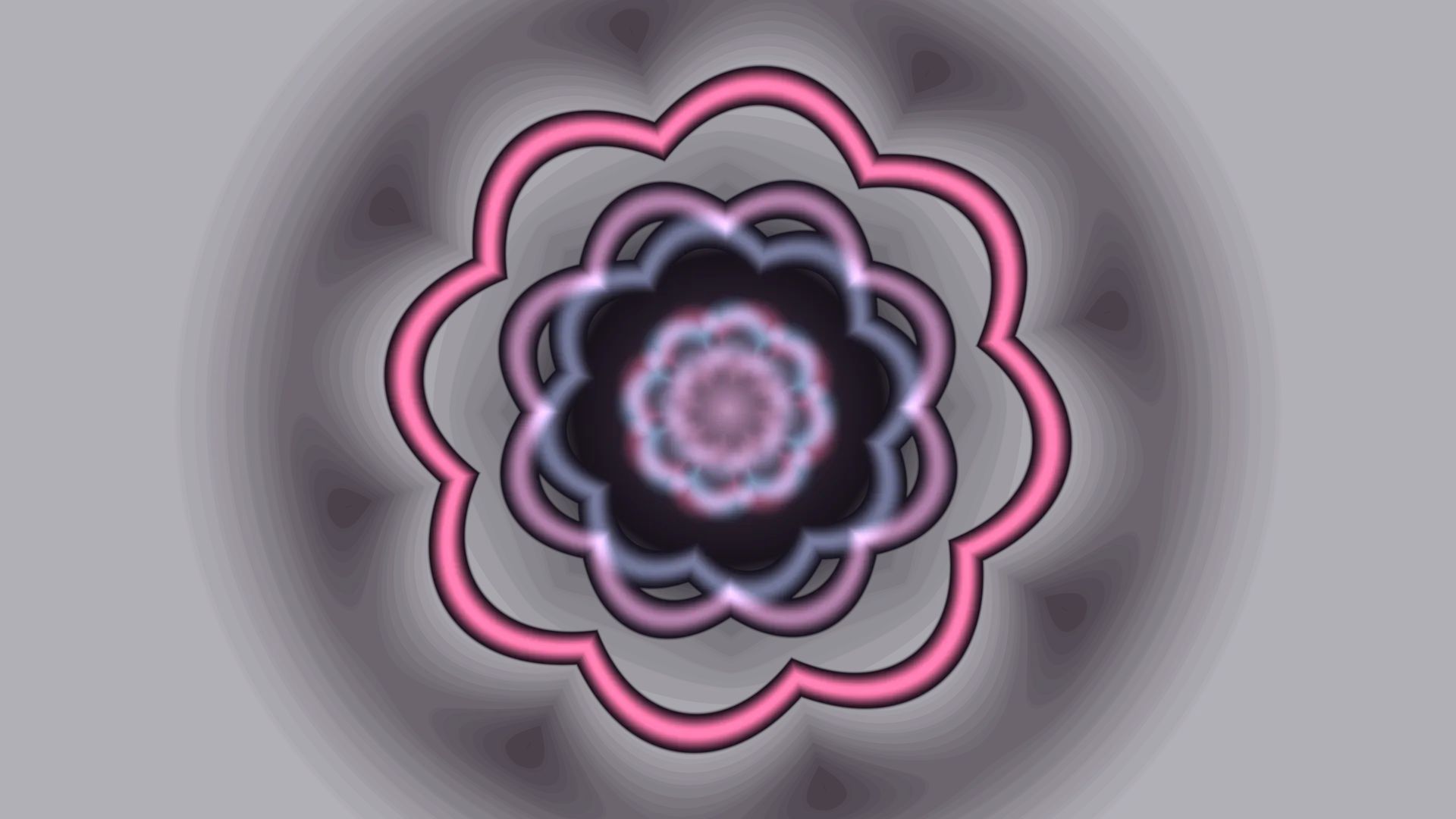 Neon flower mandala in layered pink light — neon flower wallpaper at 3840x2160